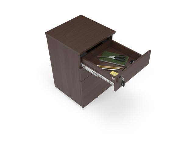 HON Basyx Commercial-Grade Mobile Wooden Pedestal, Filing Cabinet, Walnut (BSXMWPMW)