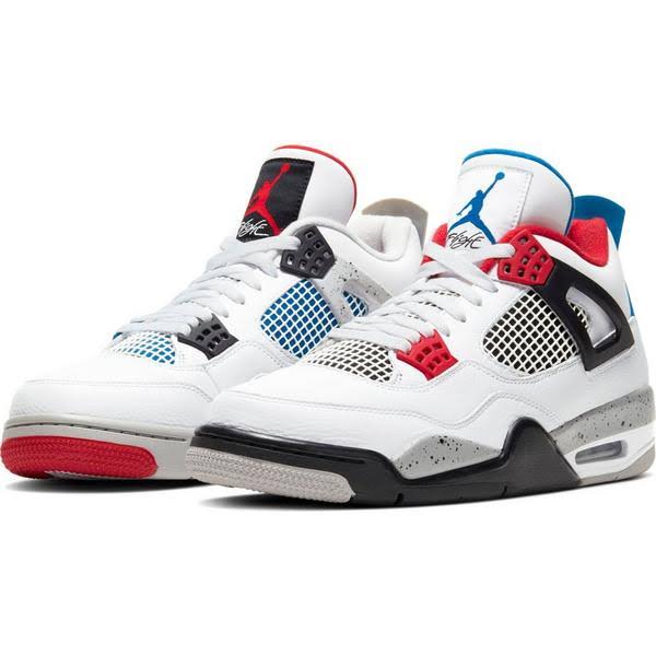 Nike Air Jordan 4 Retro SE 鈥淲hat The鈥?Sneakers - White/Fire Red/Tech Grey/Military Blue - 15
