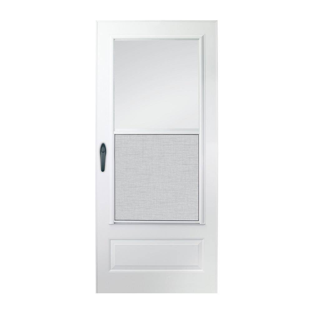 Emco 32 in. x 80 in. 100 Series Plus White Self-Storing Storm Door