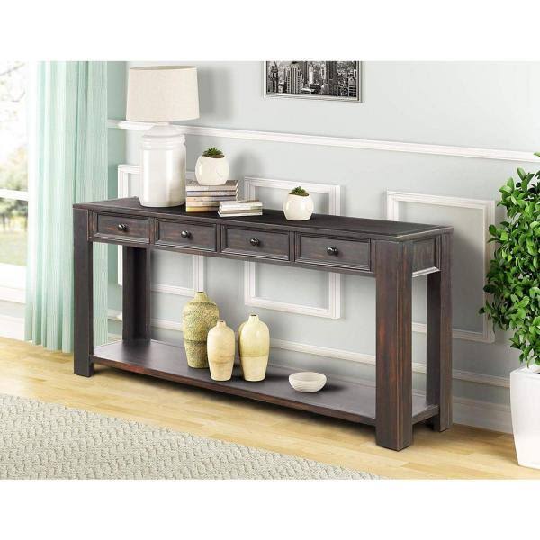 Black Grange Regency Console Table with 4-Drawer
