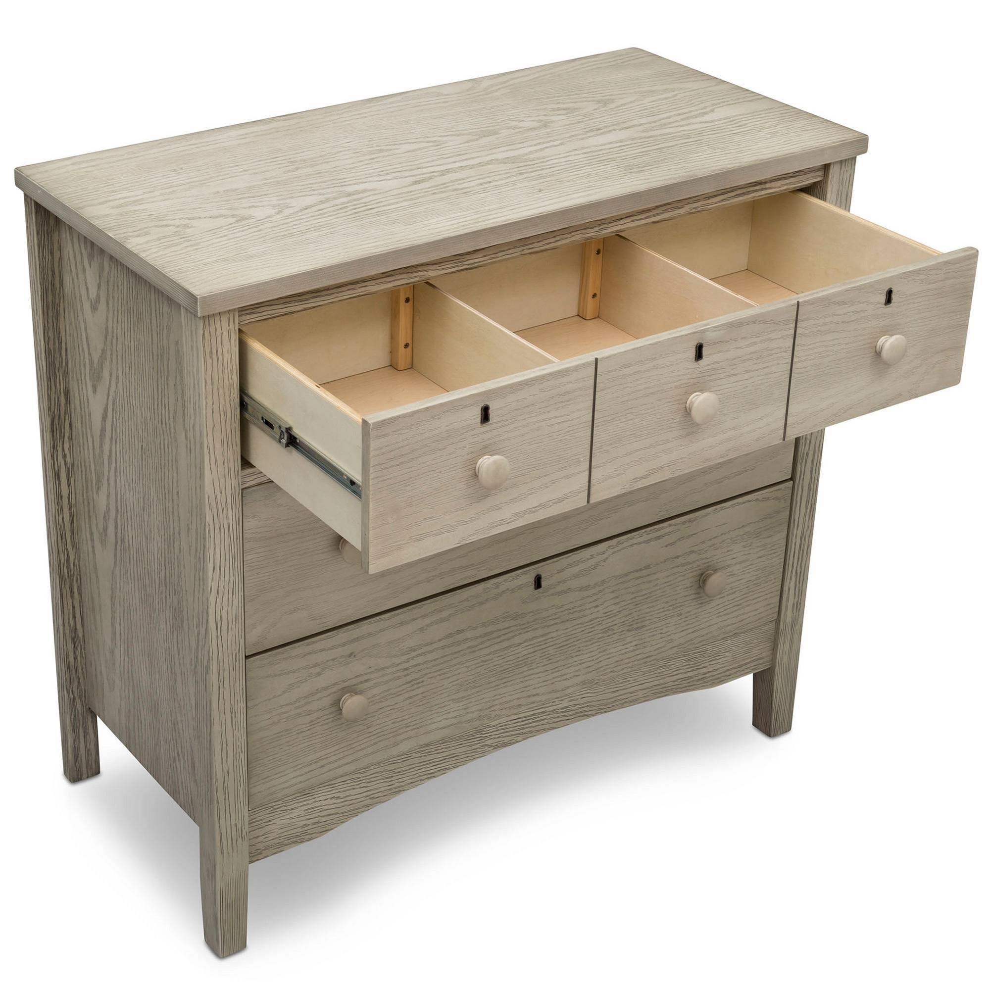 Delta Children Farmhouse 3 Drawer Dresser with Changing Top - Textured Limestone