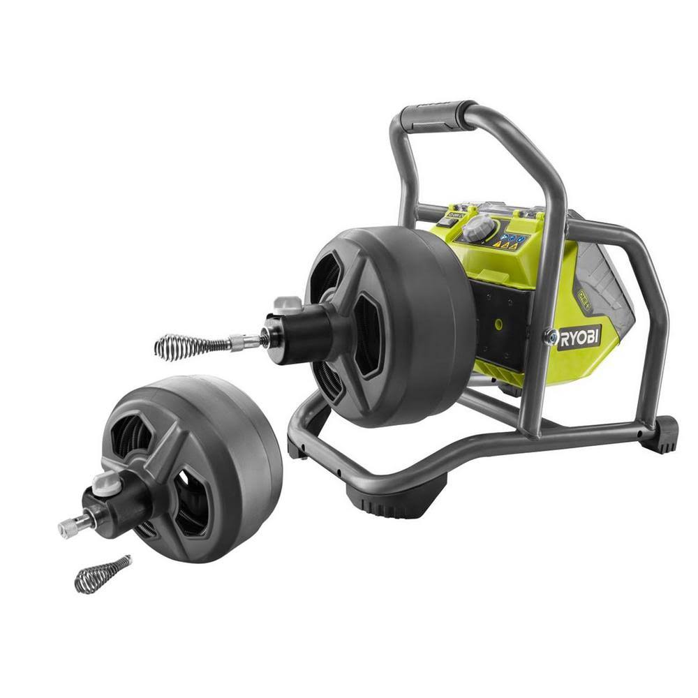 Ryobi 18-Volt ONE+ Hybrid Drain Auger Kit w/ 50 ft. Cable, battery, Charger, u0026 Accessories with 50 ft. Auger Replacement Dru