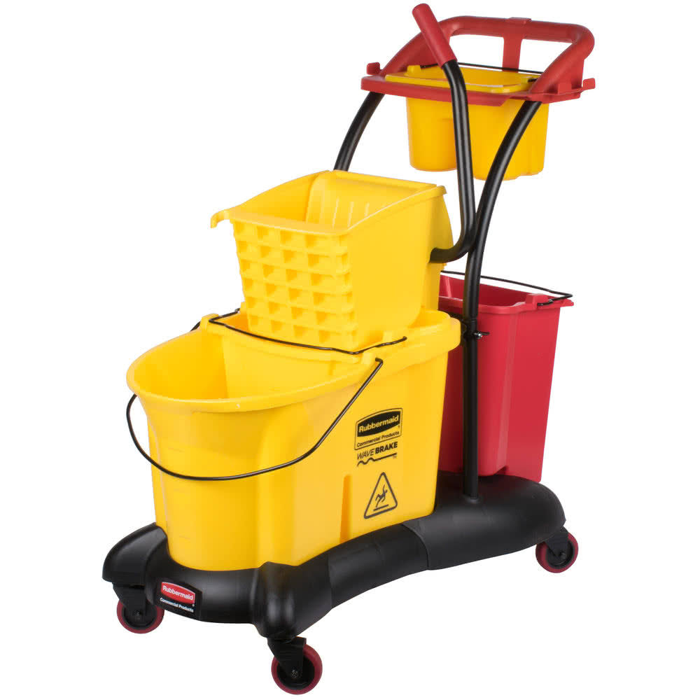 Rubbermaid Commercial WaveBrake 35 Quart Mopping Trolley Side Press Yellow