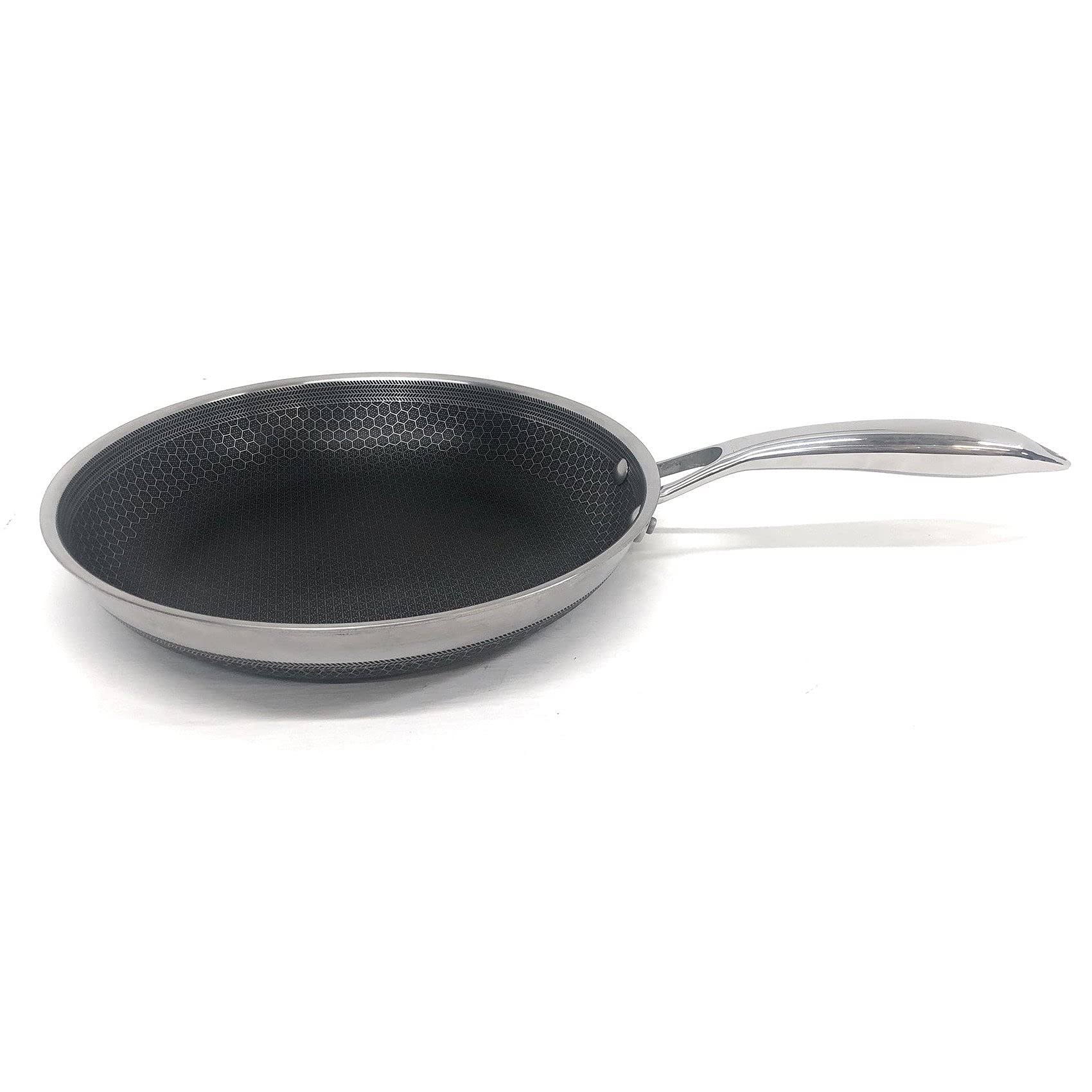Hexclad Hybrid Stainless/Nonstick Inside and Out Commercial Cookware Fry Pan 10-Inch