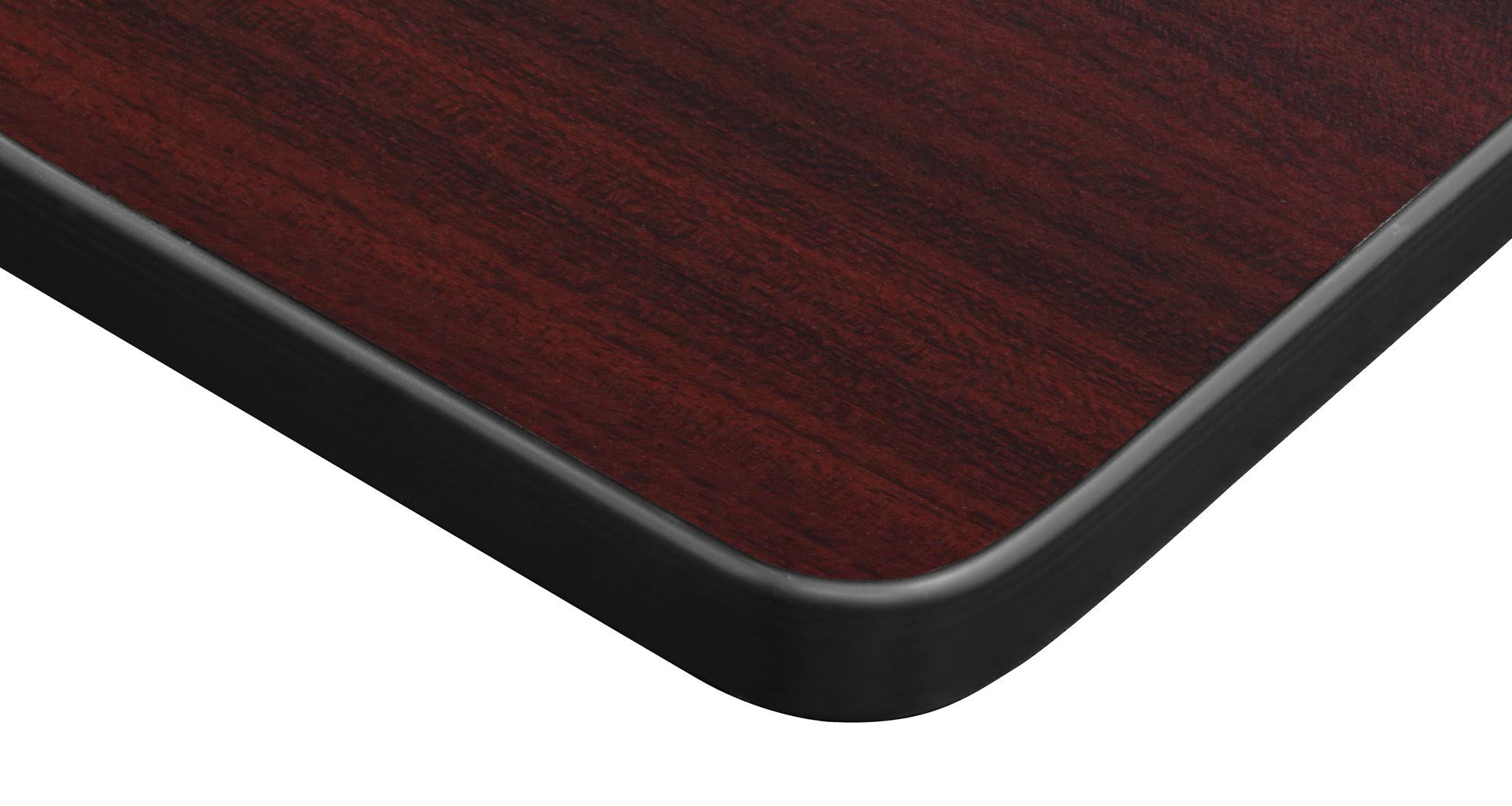 Regency Kee 48x22 x 30x22 Height Adjustable Mobile Classroom Table - Mahogany u0026 2 Andy 12-in Stack Chairs- Navy Blue