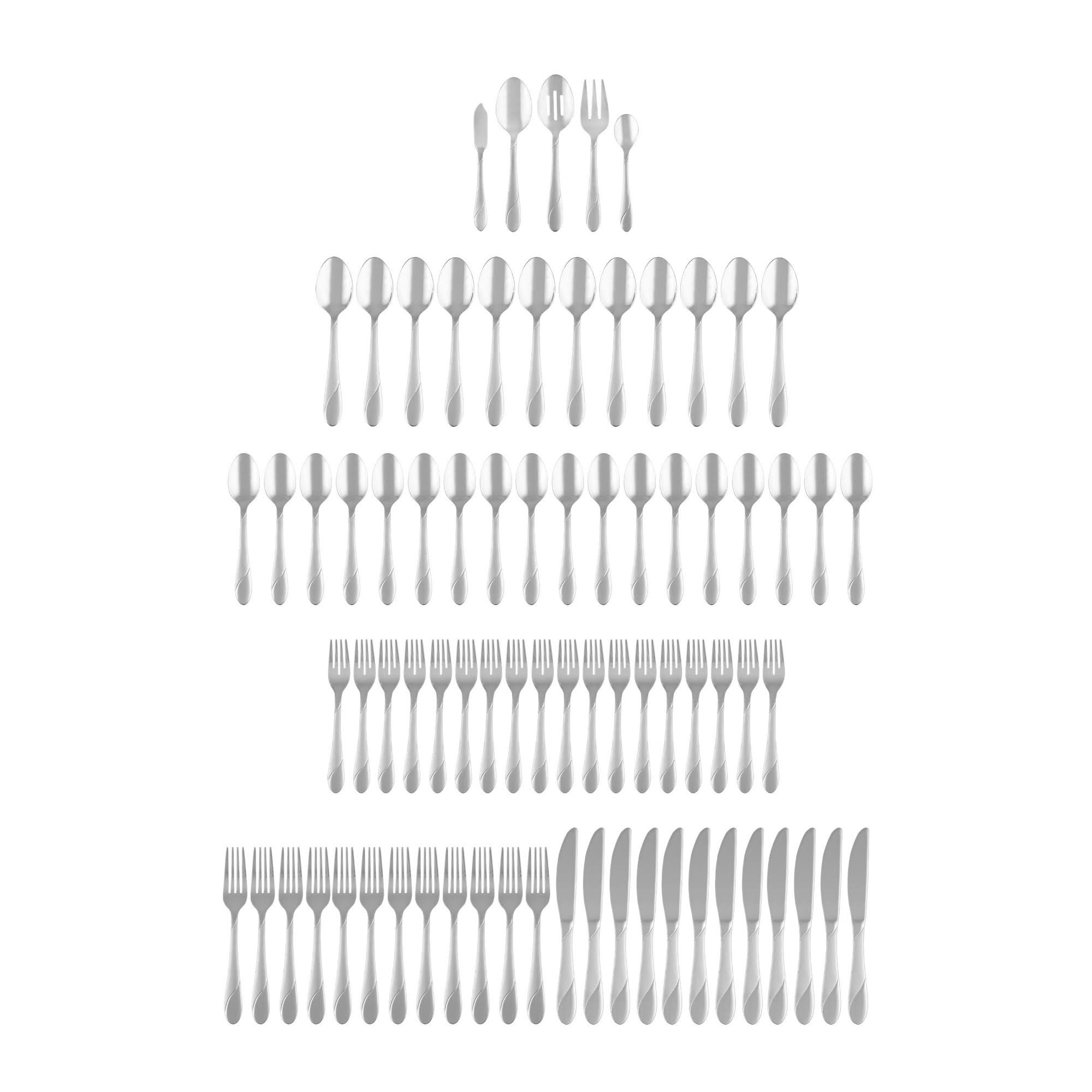 Cambridge Silversmiths Swirl Sand 77-Piece Stainless Steel Flatware Set