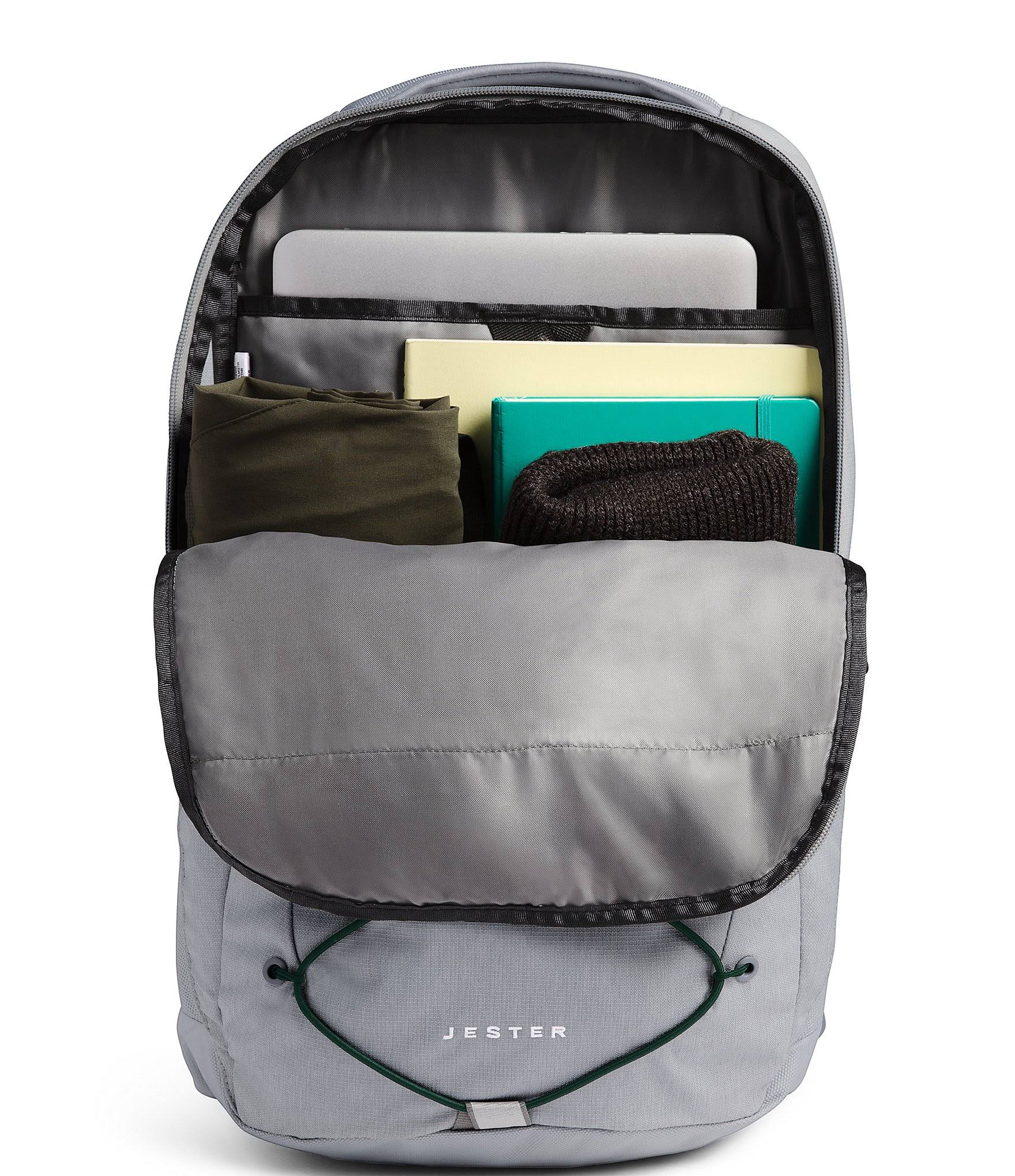 The North Face Jester Backpack (High Rise Grey Light Heather/Scarab Green)