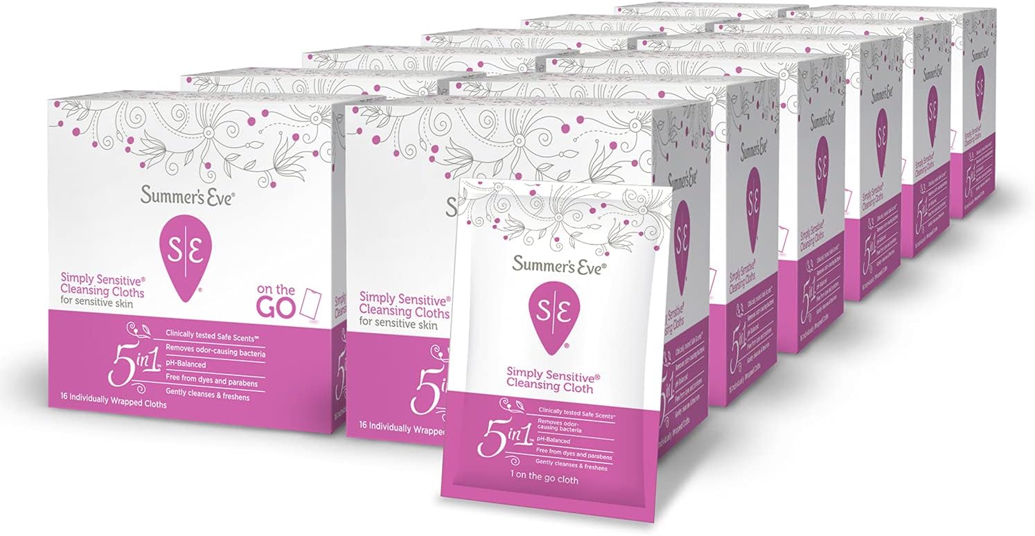 Summer's Eve Feminine Wipes, Simply Sensitive, 16 Count, Pack of 12