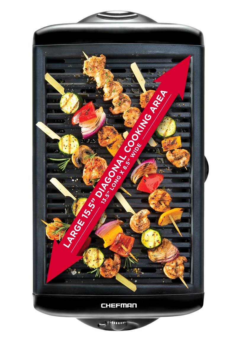 Chefman - Electric Smokeless Indoor Grill with Nonstick Coating - Black