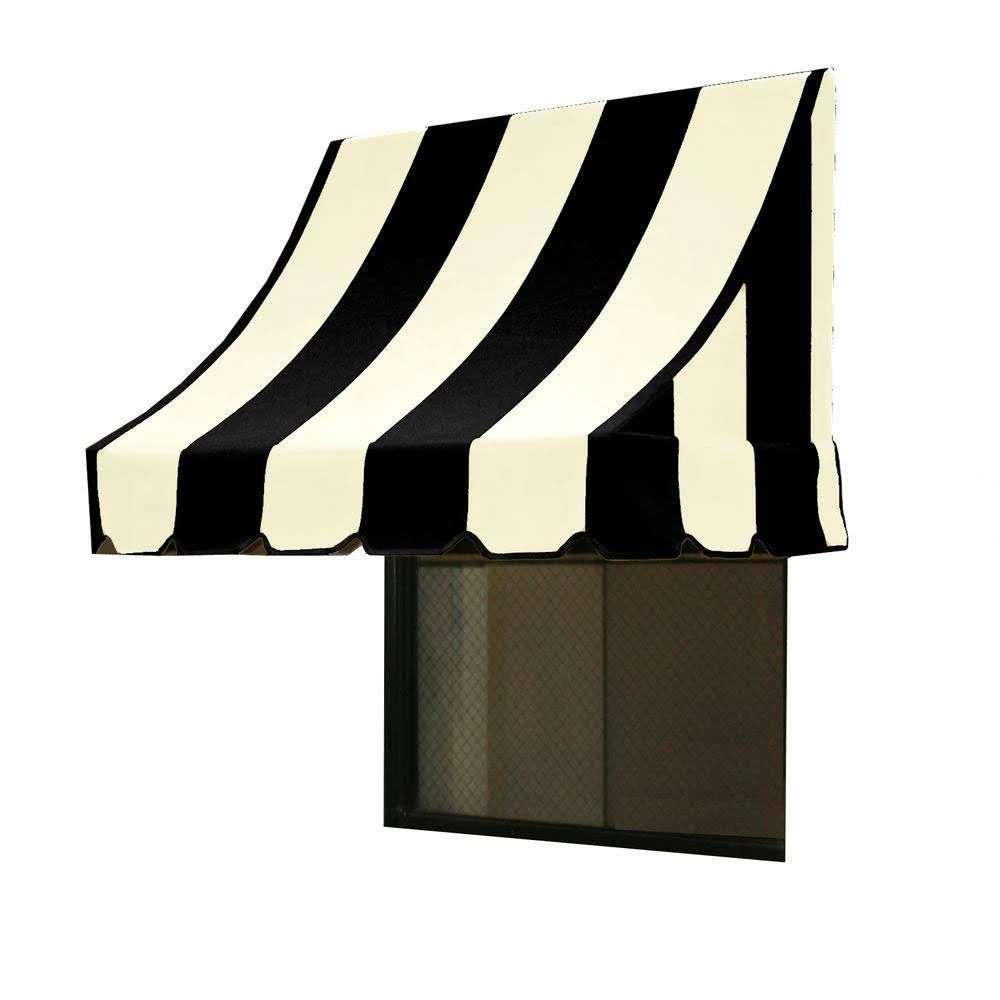 Awntech 4.38 ft. Wide Nantucket Window/Entry Awning (31 in. H x 24 in. D) in Black/White NN22-4KW