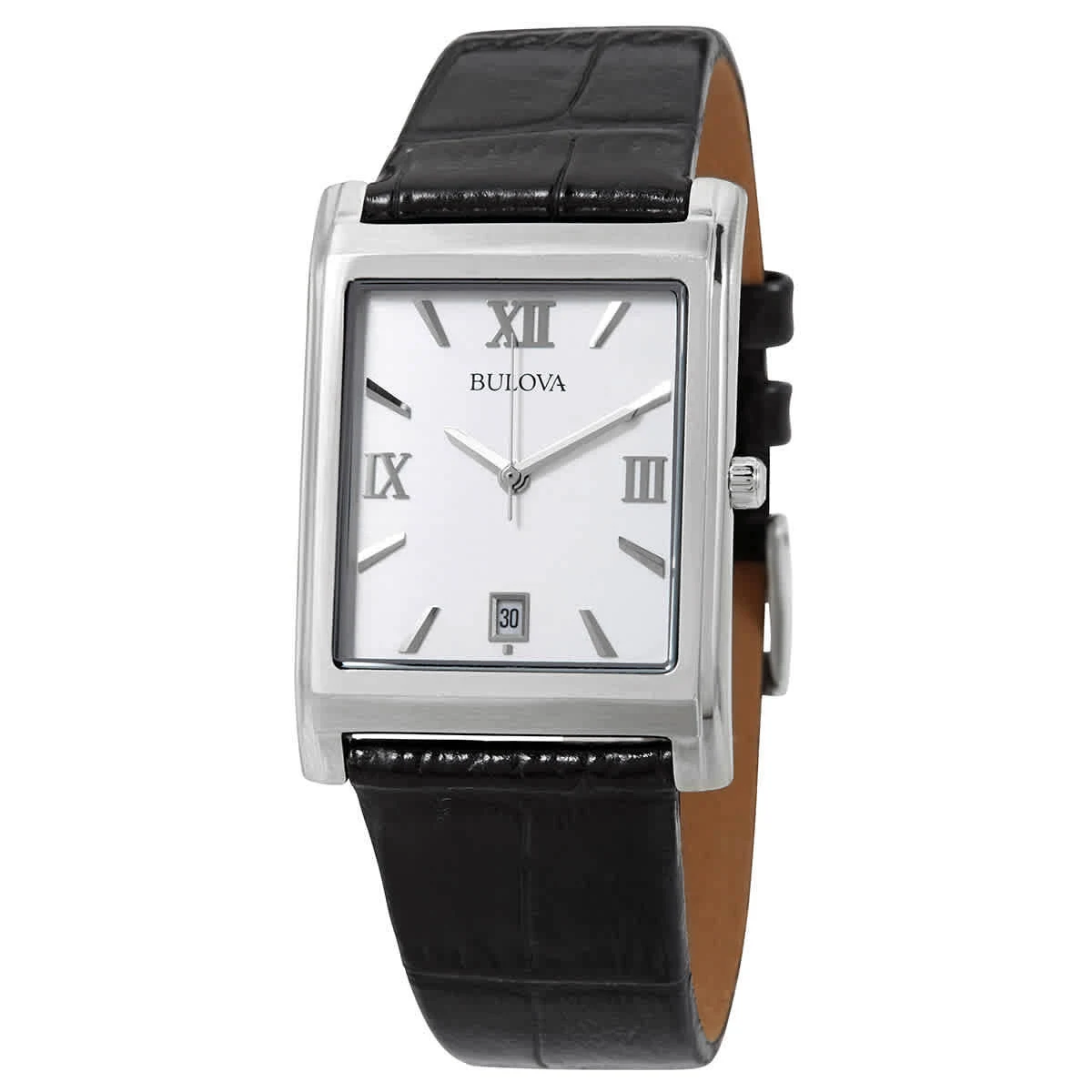 Bulova Silver Dial Leather Strap Men's Watch 96B107