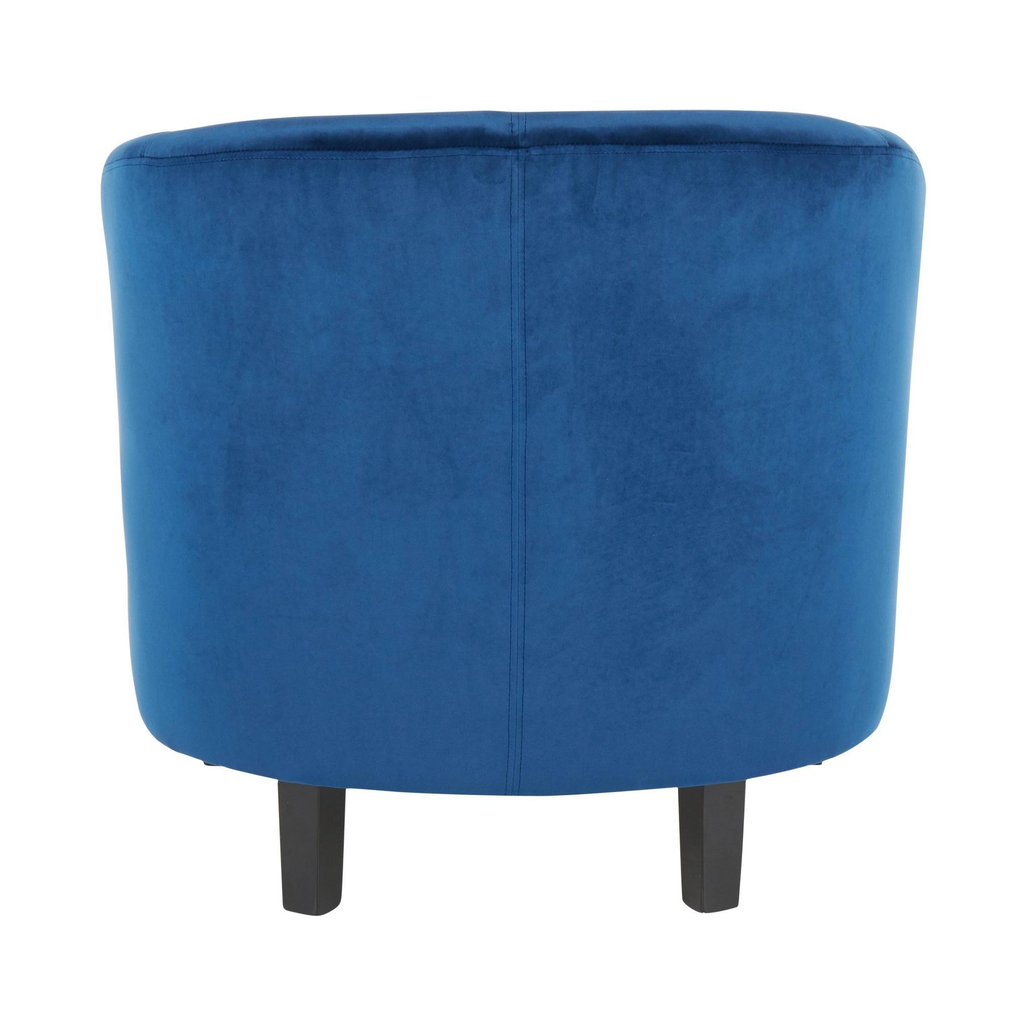 LumiSource Claudia Accent Chair Blue Velvet Black Wood Legs