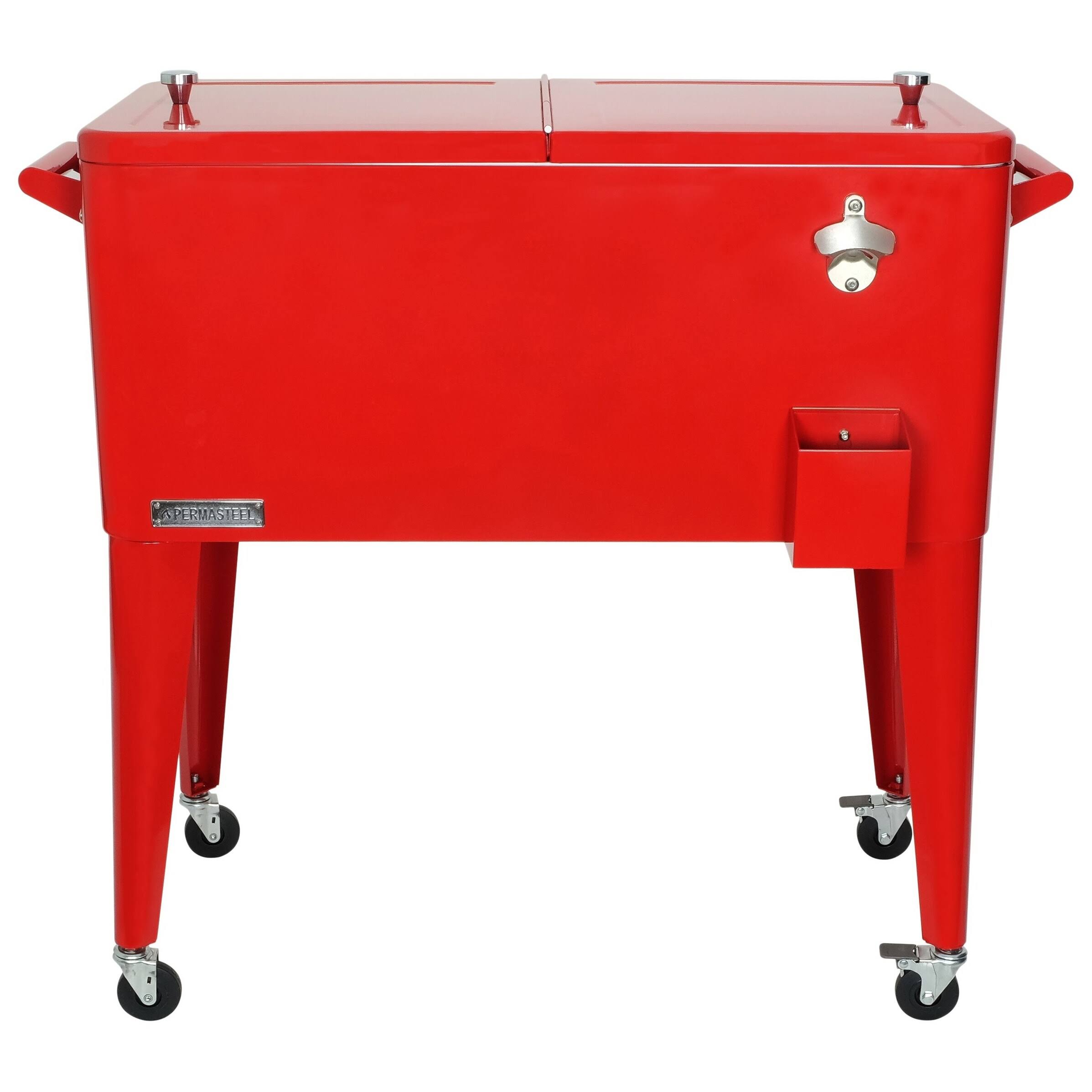 PermaSteel 80 Qt. Rolling Patio Cooler - Red