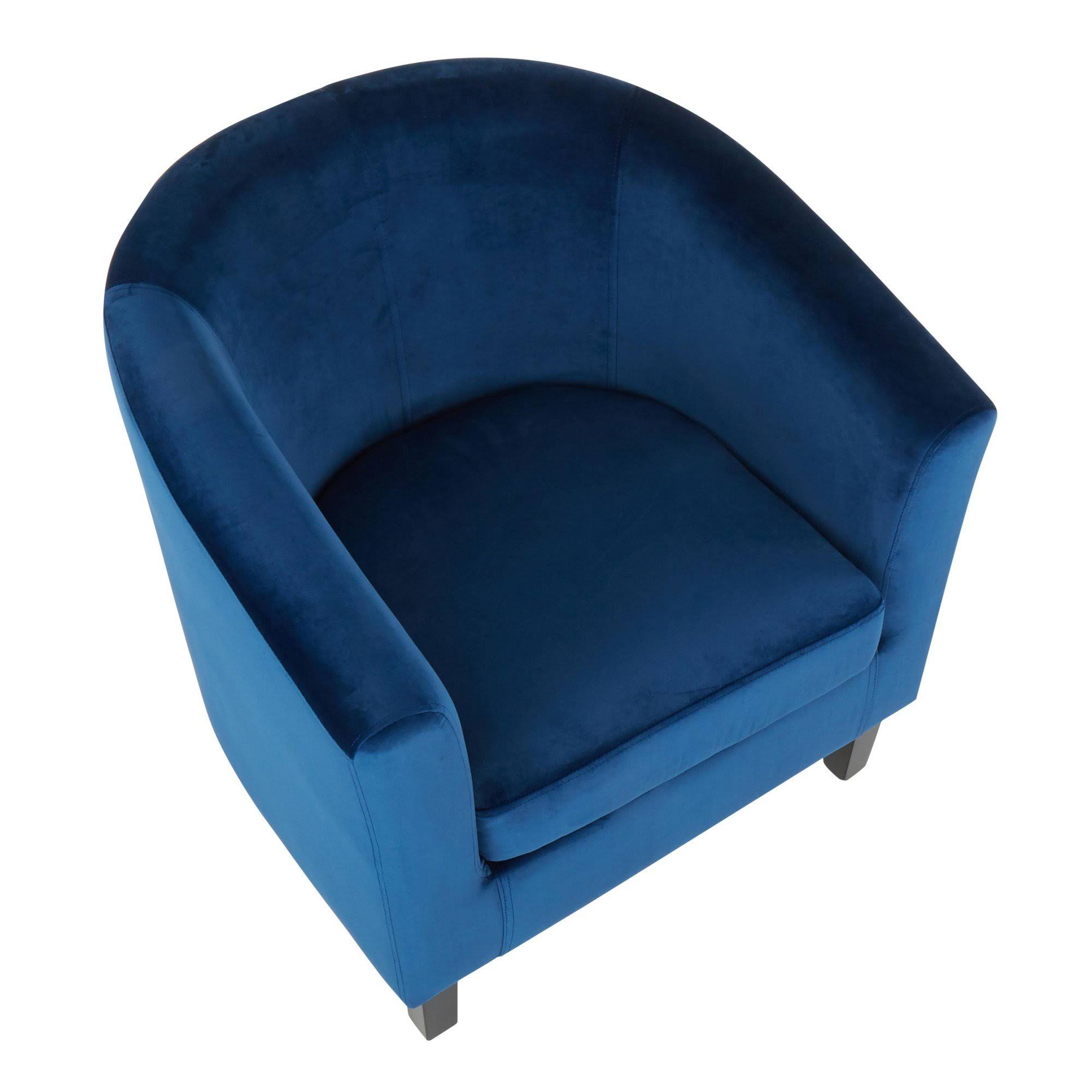 LumiSource Claudia Accent Chair Blue Velvet Black Wood Legs