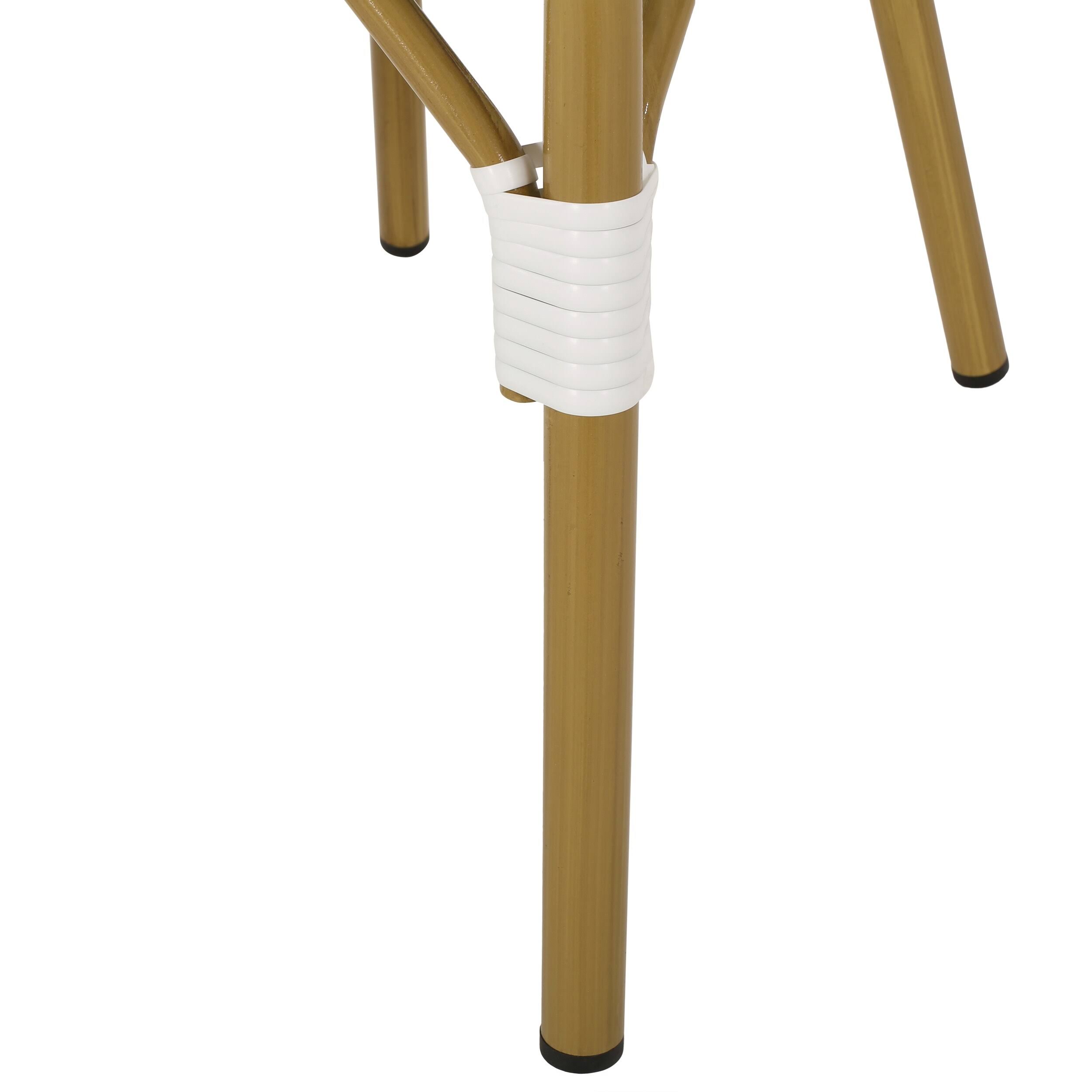 Elize Outdoor French Bistro Chair (Set of 4) by Christopher Knight Home - Black + White + Bamboo Print Finish