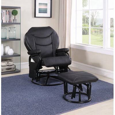 Agarita Swivel Reclining Glider with Ottoman Latitude Run Upholstery Color: Black