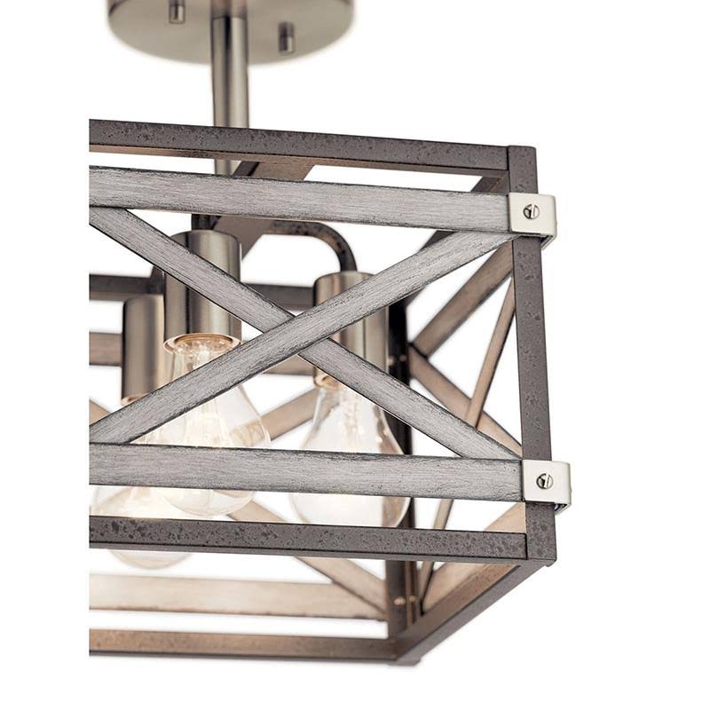 Kichler Stetton 10.31-in Anvil Iron and Distressed Antique Grey Farmhouse Incandescent Semi-Flush Mount Light | 38239