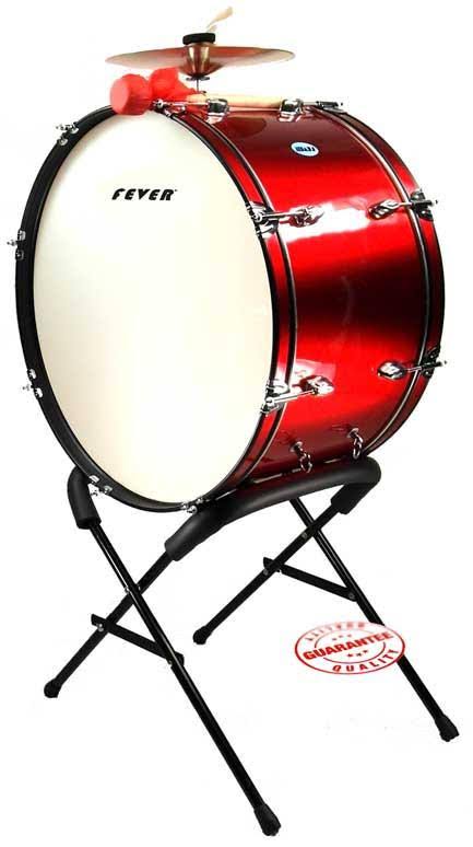 Fever 24x12 Drum Bass Tambora with Stand Red