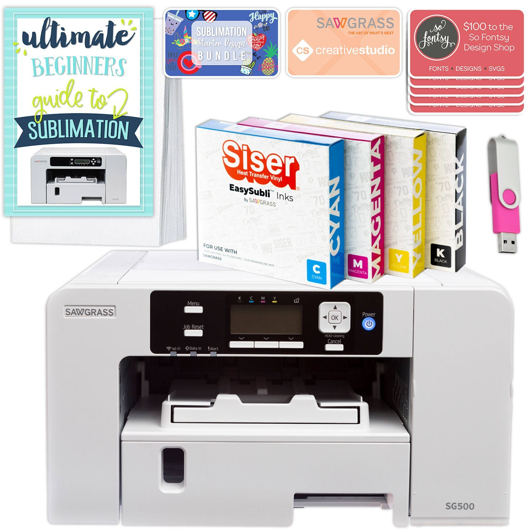 Sawgrass Virtuoso SG500 Sublimation Printer u0026 Heat Press Bundle