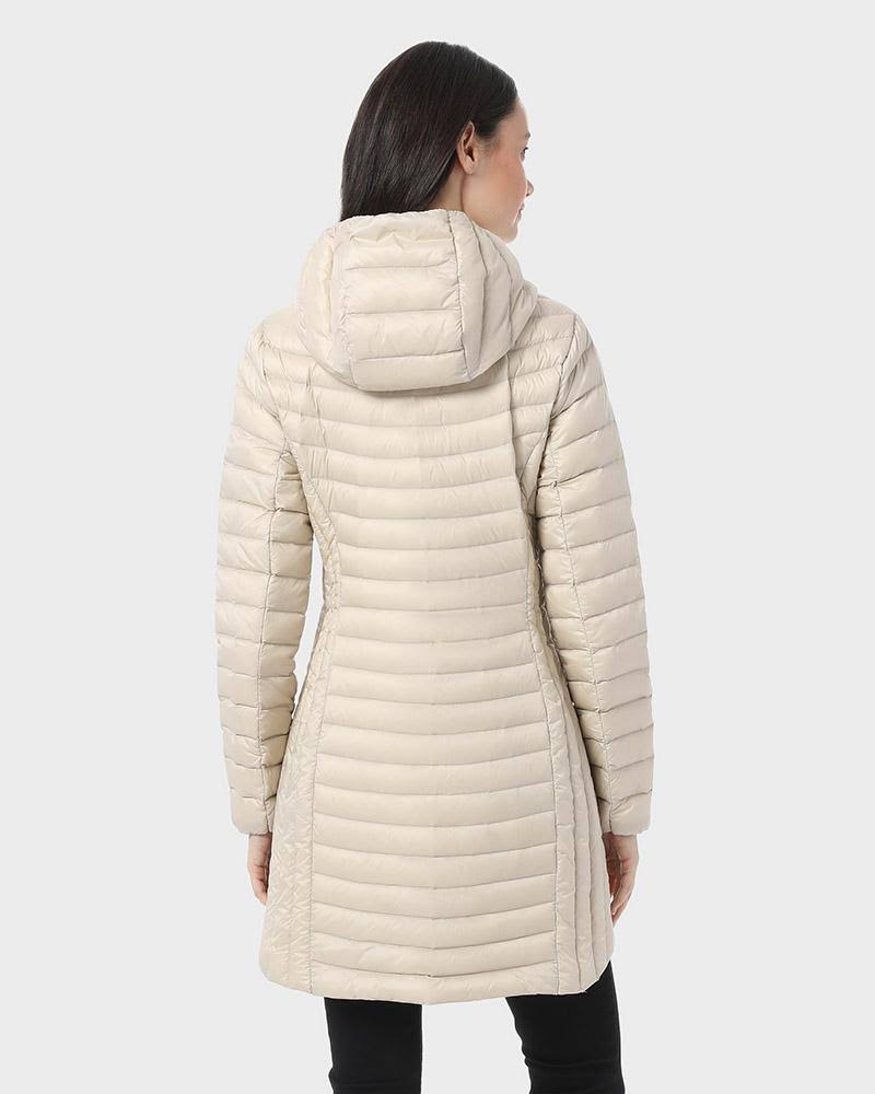 32 Degrees Women's Ultra-Light Long Packable Down 3/4 Jacket Bourgogne / XL