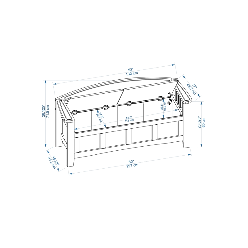 Linon Lottie Storage Bench in Natural Brown - CYMX370