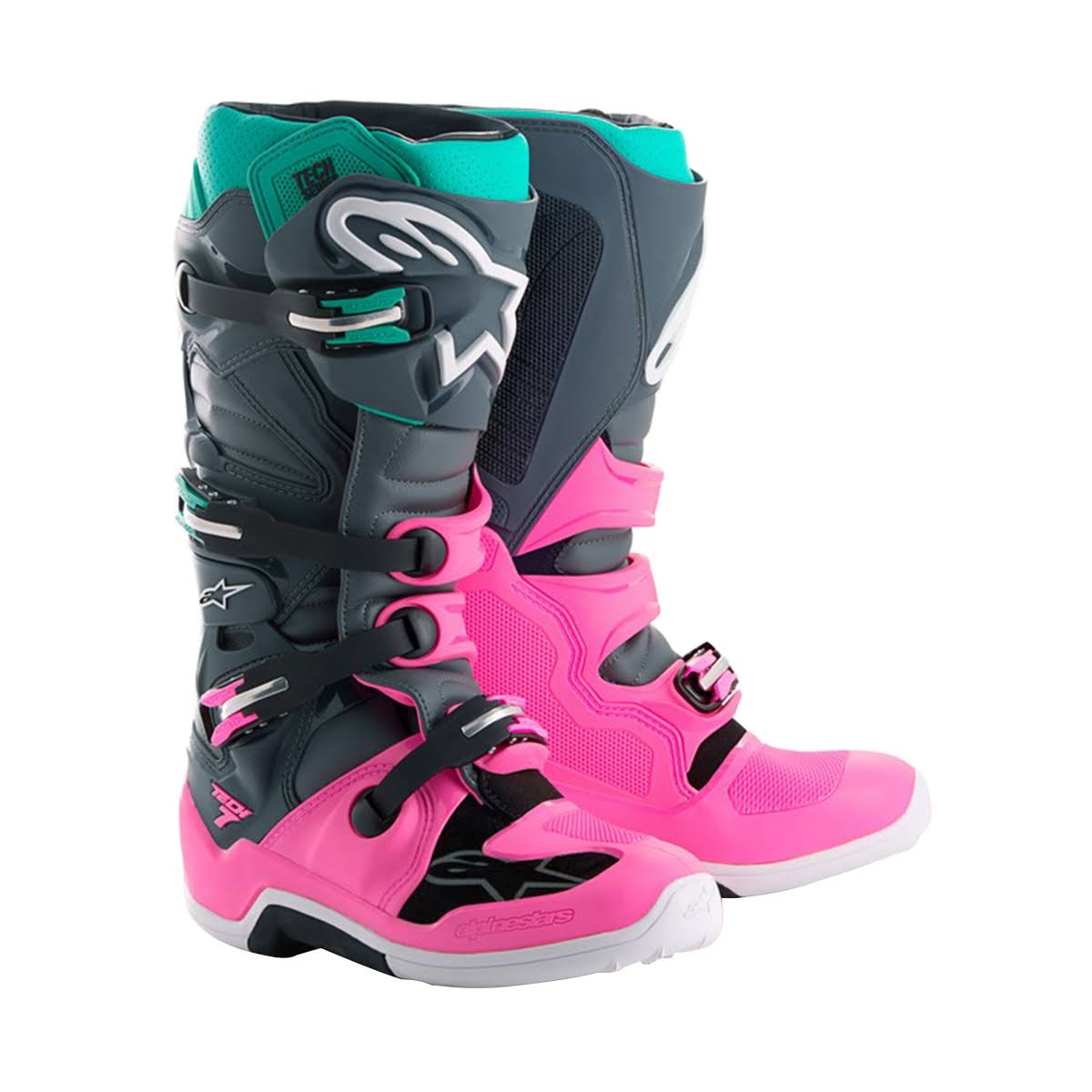 Alpinestars Tech 7 Limited Edition Indy Vice Motocross Boots - Grey Pink Teal