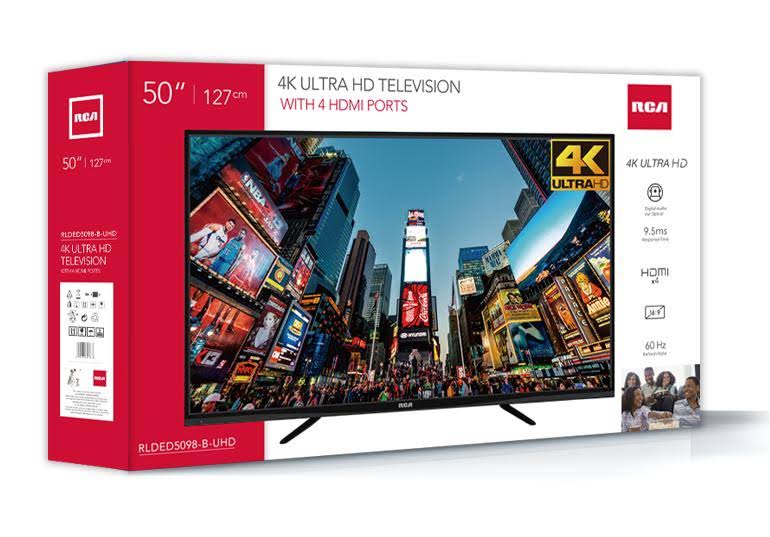RCA RLDED5098-UHD - 50x22 HDMI LED TV - 2160p - Black