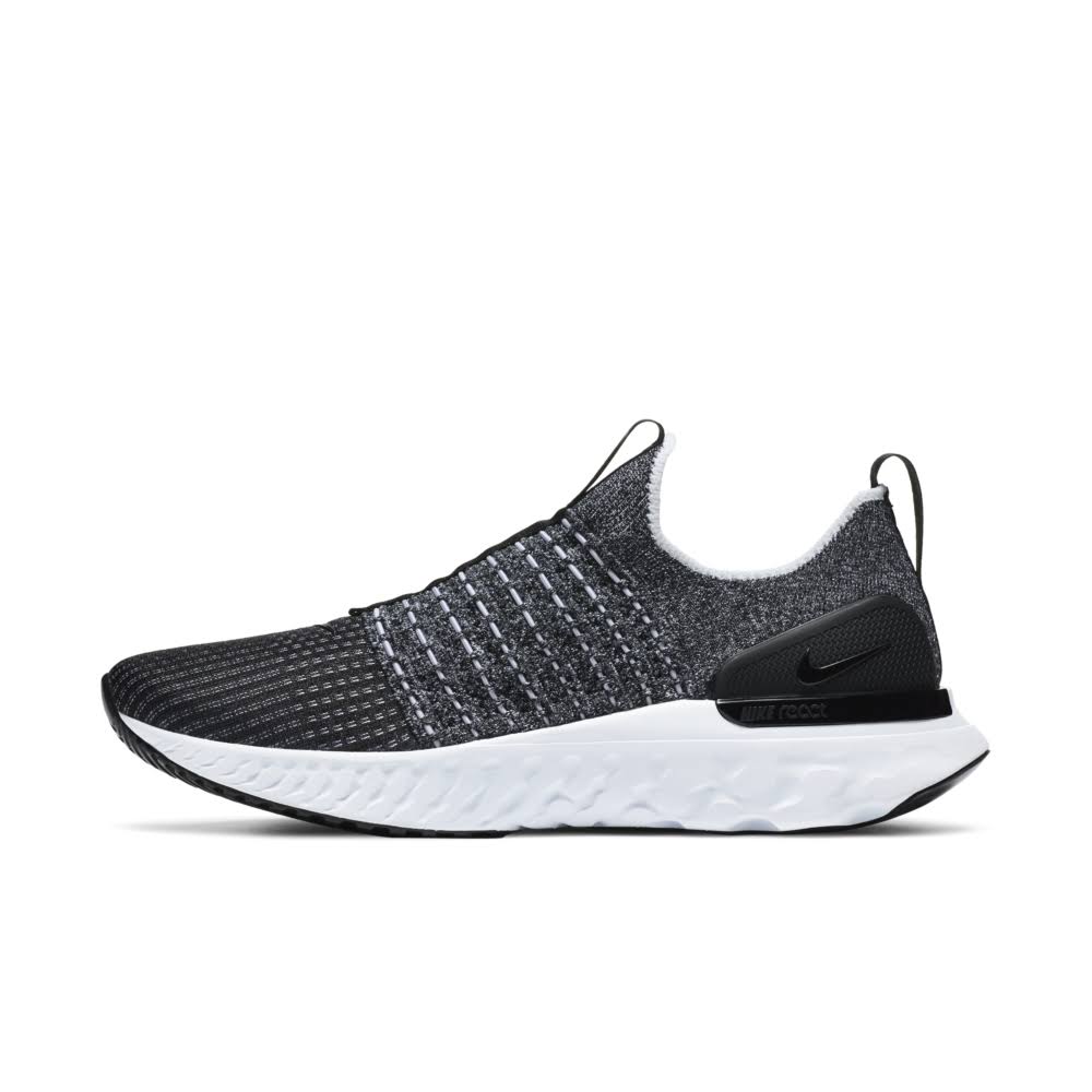 Nike React Phantom Run Flyknit 2 Black/White Men&s Running Shoes, Size: 15