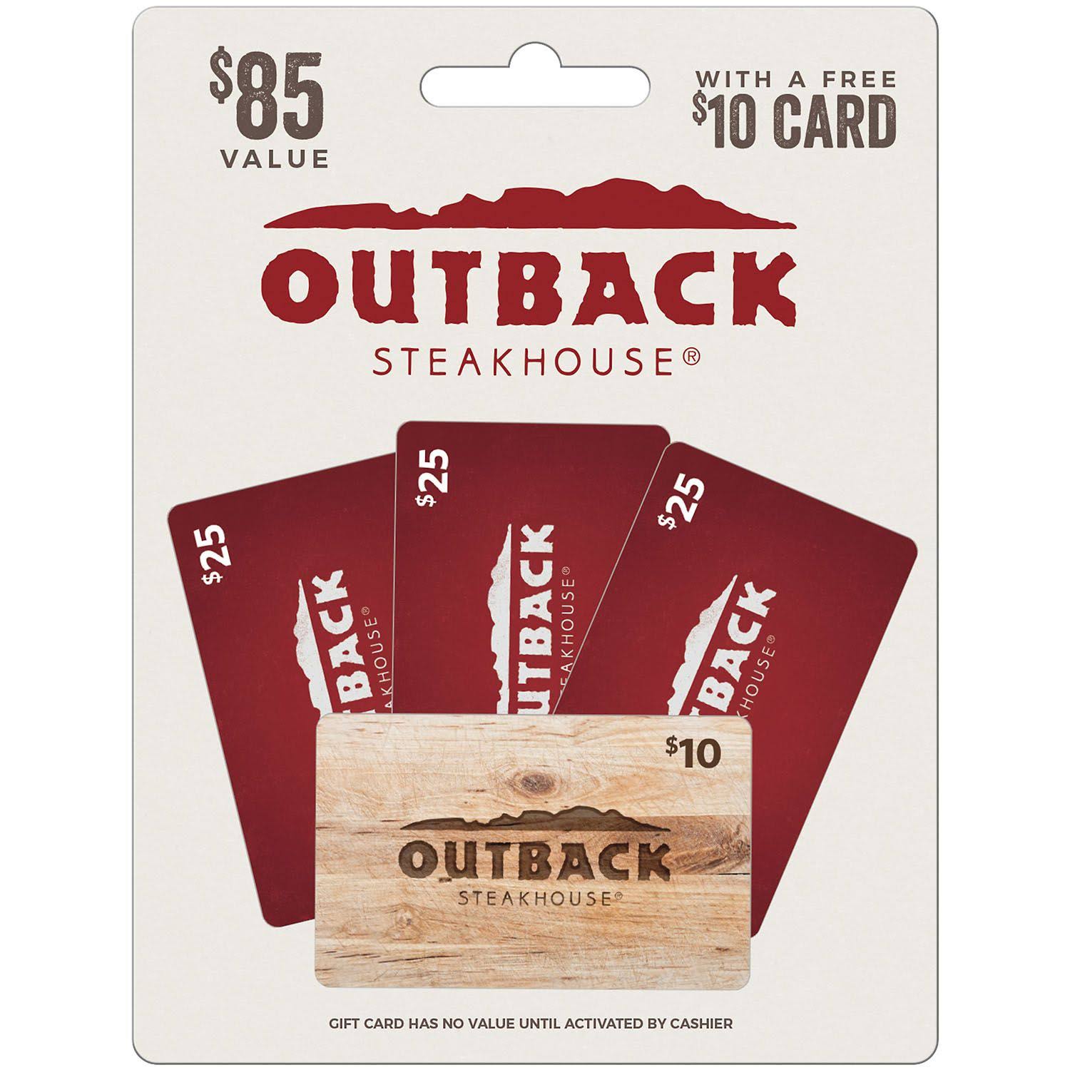 Outback Steakhouse Value Gift Cards - 3 x Gift Cards with A Bonus Card