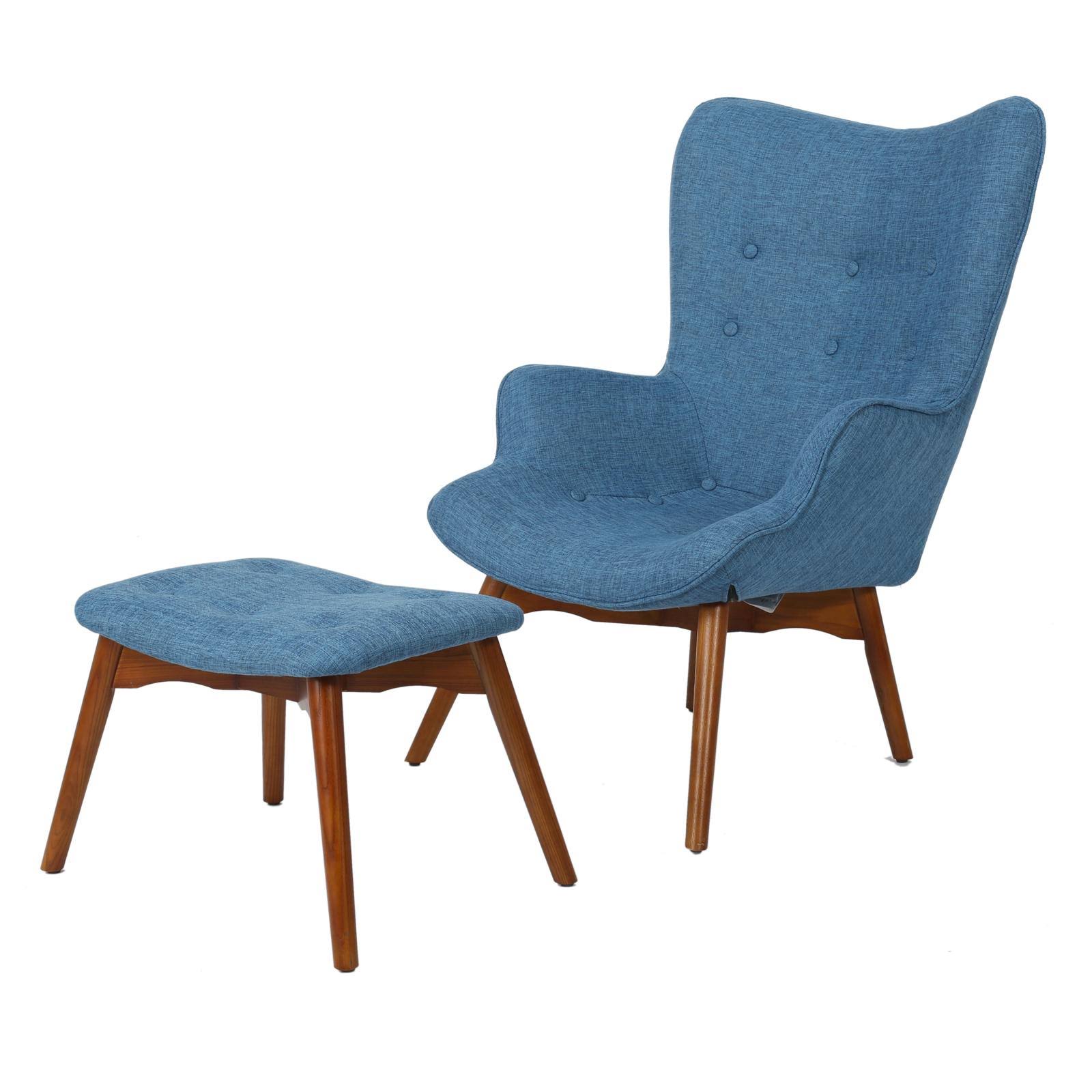 HN Home Charney Mid-Century Modern Arm Chair with Ottoman