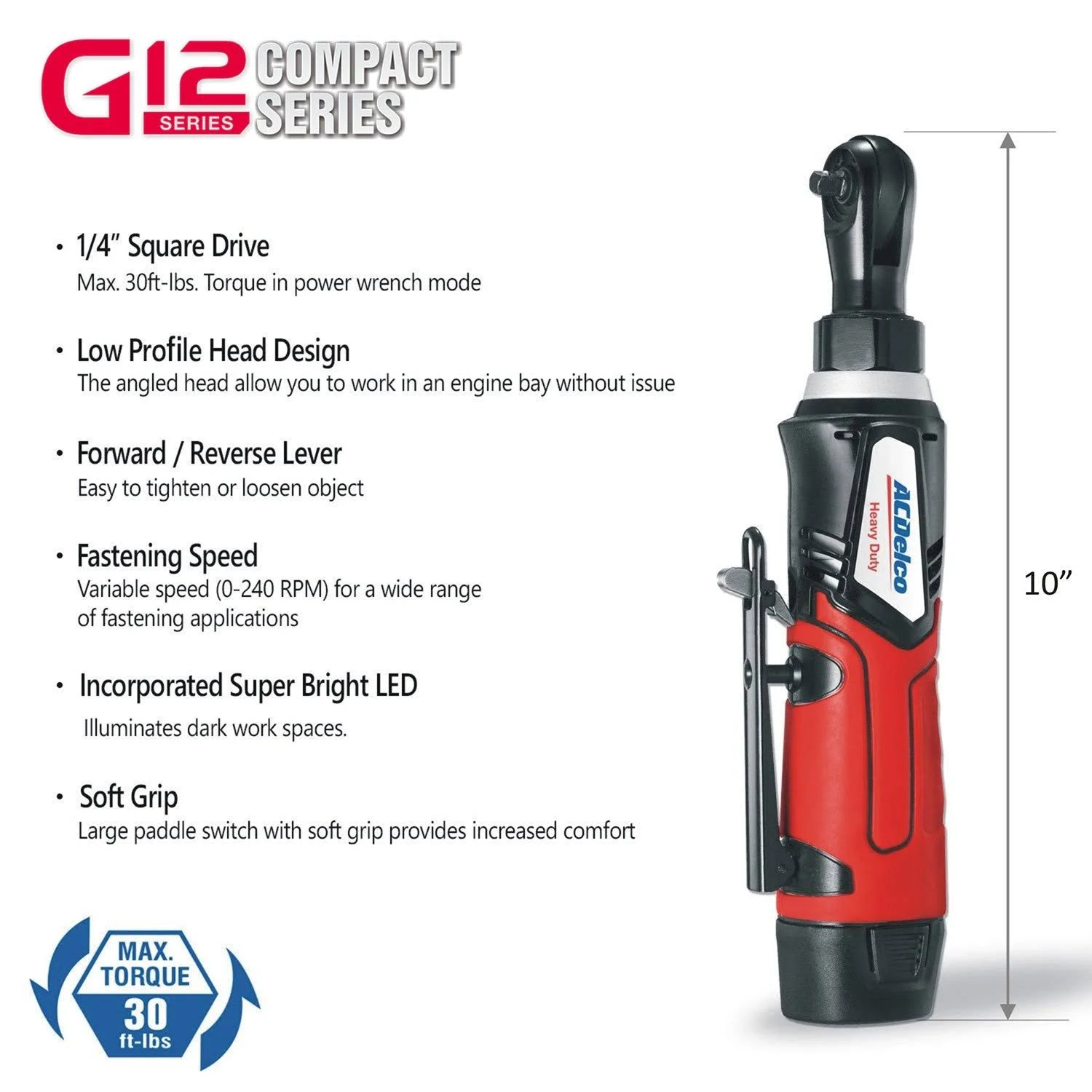 ACDelco G12 Series 2-Tool Combo Kit- 1/4x22 u0026 3/8x22 Cordless Ratchet Wrench, ARW1209-K9