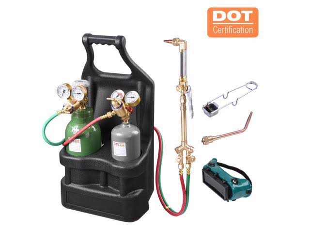 Yescom Portable Weld Torch Tank Kit Twin Tote Oxygen Acetylene Oxy Cutting Brazing Dot