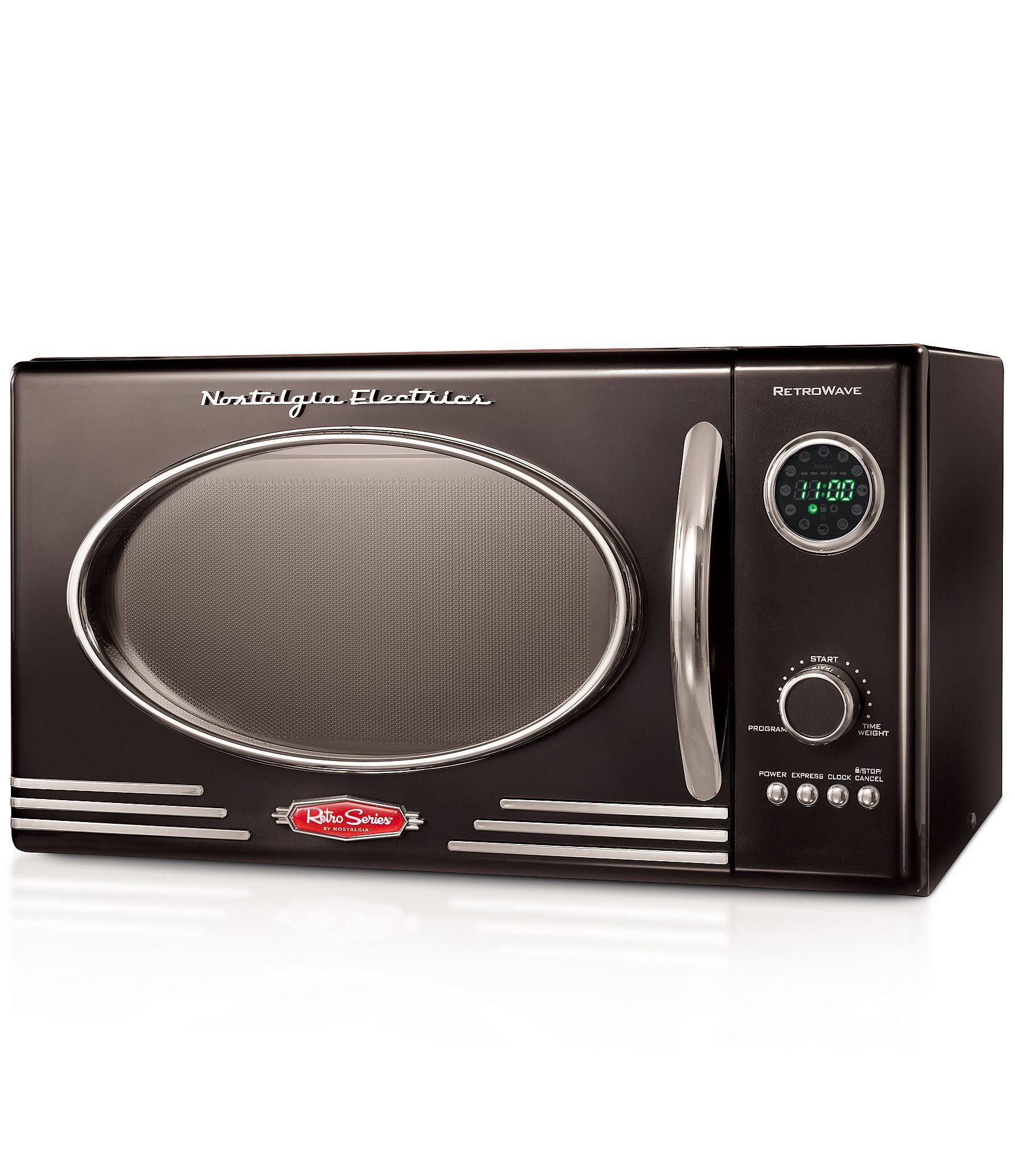 Nostalgia Rmo4bk 0.9 Cu ft. 800 Watt Retro Countertop Microwave Oven Black