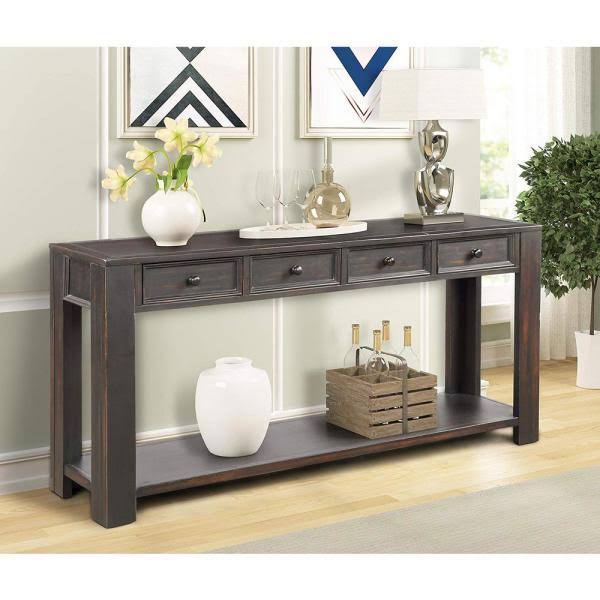 Black Grange Regency Console Table with 4-Drawer