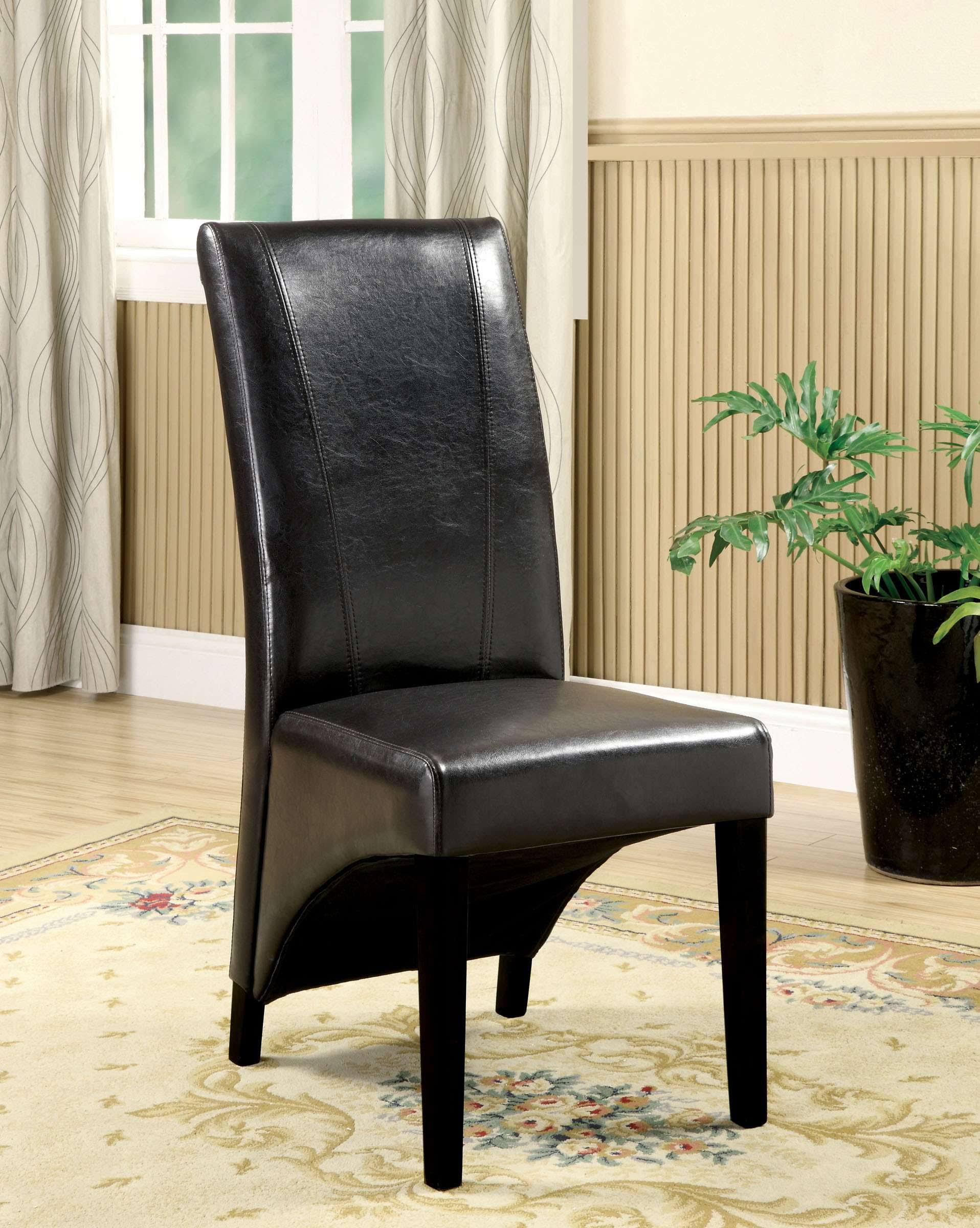 Furniture of America CM3666BK-2PK Madison Black Side Chair (Set of 2)