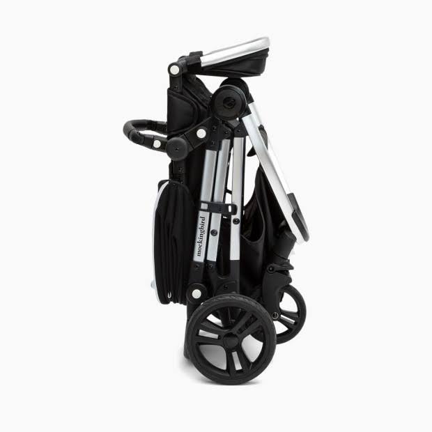 Mockingbird Single Stroller in Black/Watercolor Canopy/Brown Leather