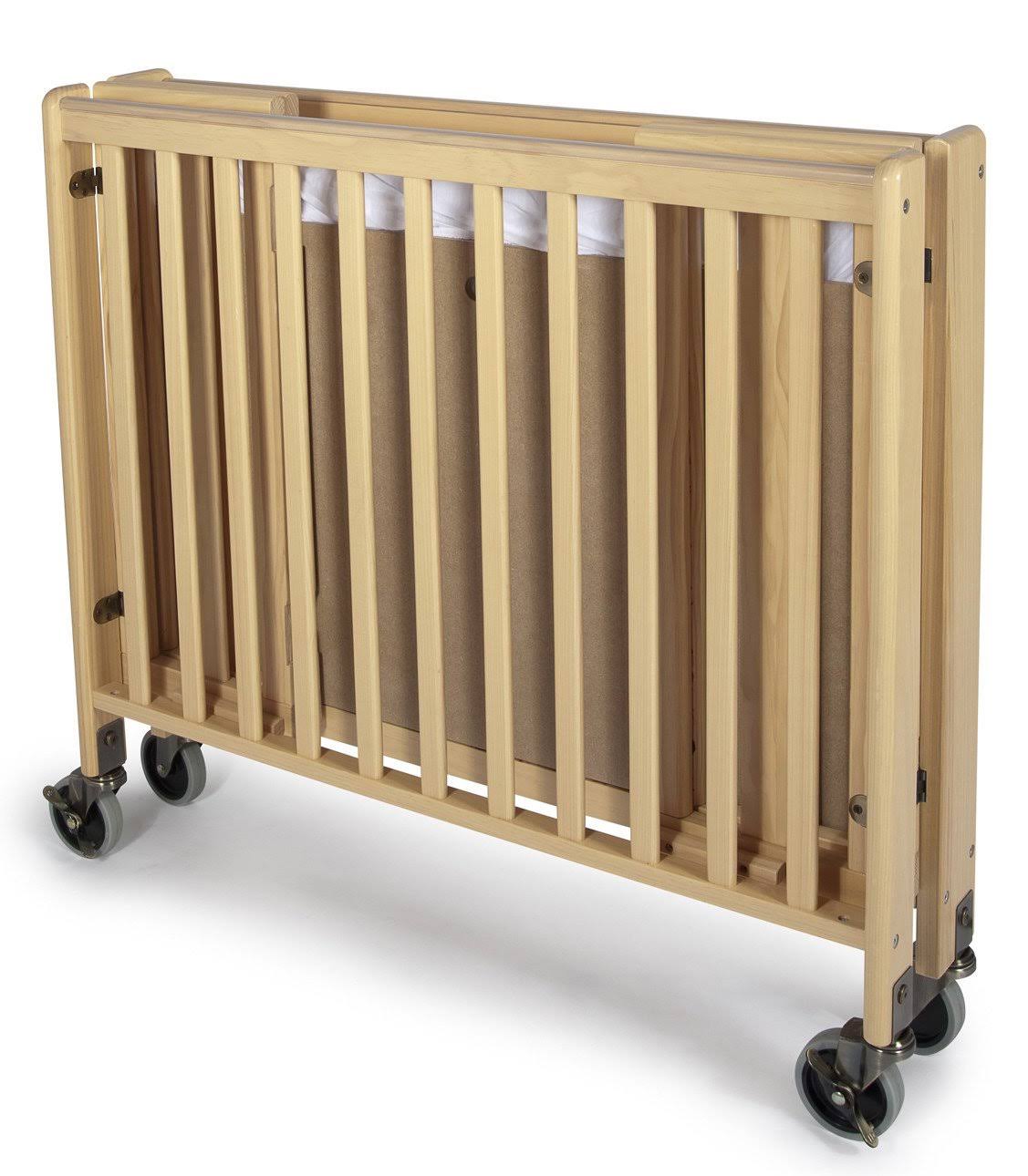 Foundations 1011042 Hideaway Folding Fixed Side Full-Size Crib - Natural