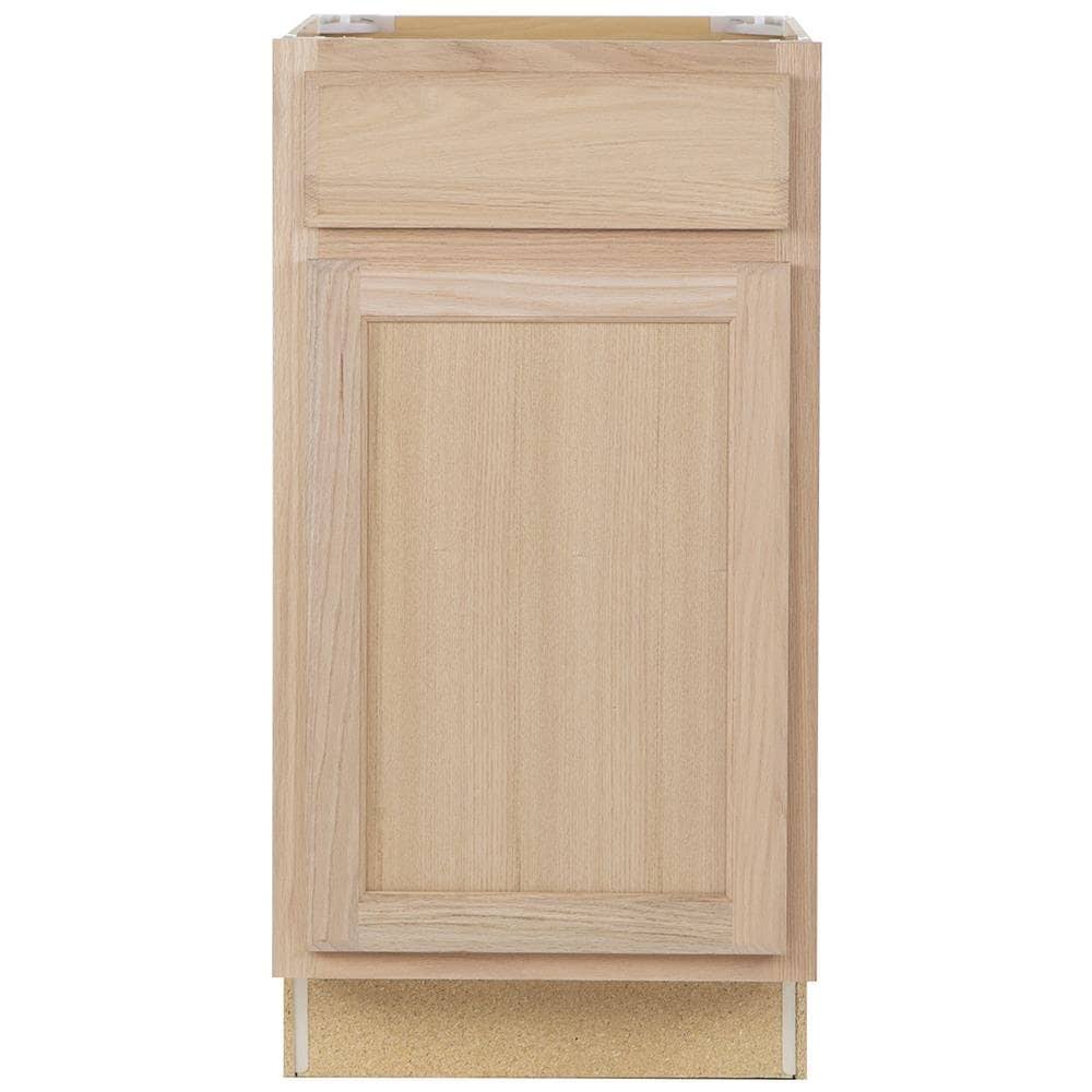 Project Source 18-in W x 35-in H x 23.75-in D Natural Unfinished Oak Door and Drawer Base Fully Assembled Stock (Prefabricated)