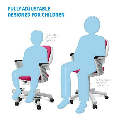Sitrite Ergonomic Kids Desk Chair Children Study Student Computer Home School Office Height Control Easy to Assemble (Rosie Pink