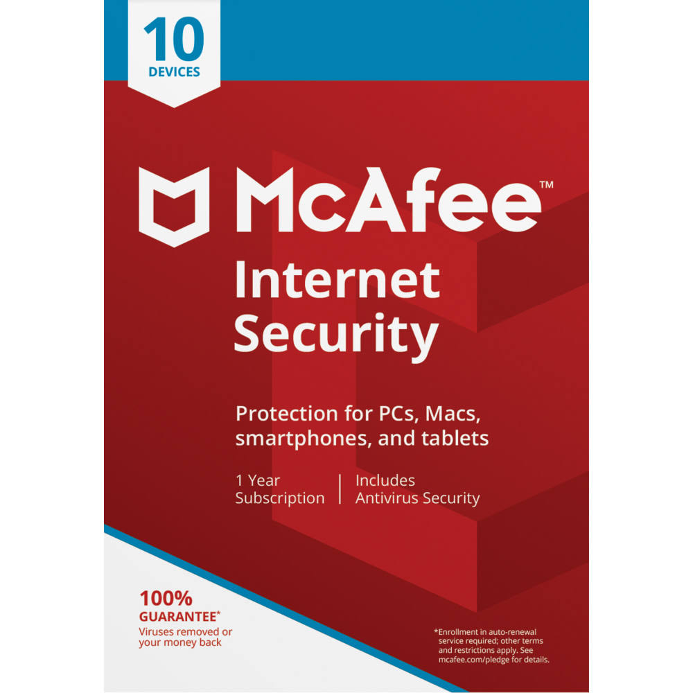 McAfee Internet Security, 10 Devices, Antivirus Software, 1 Yr