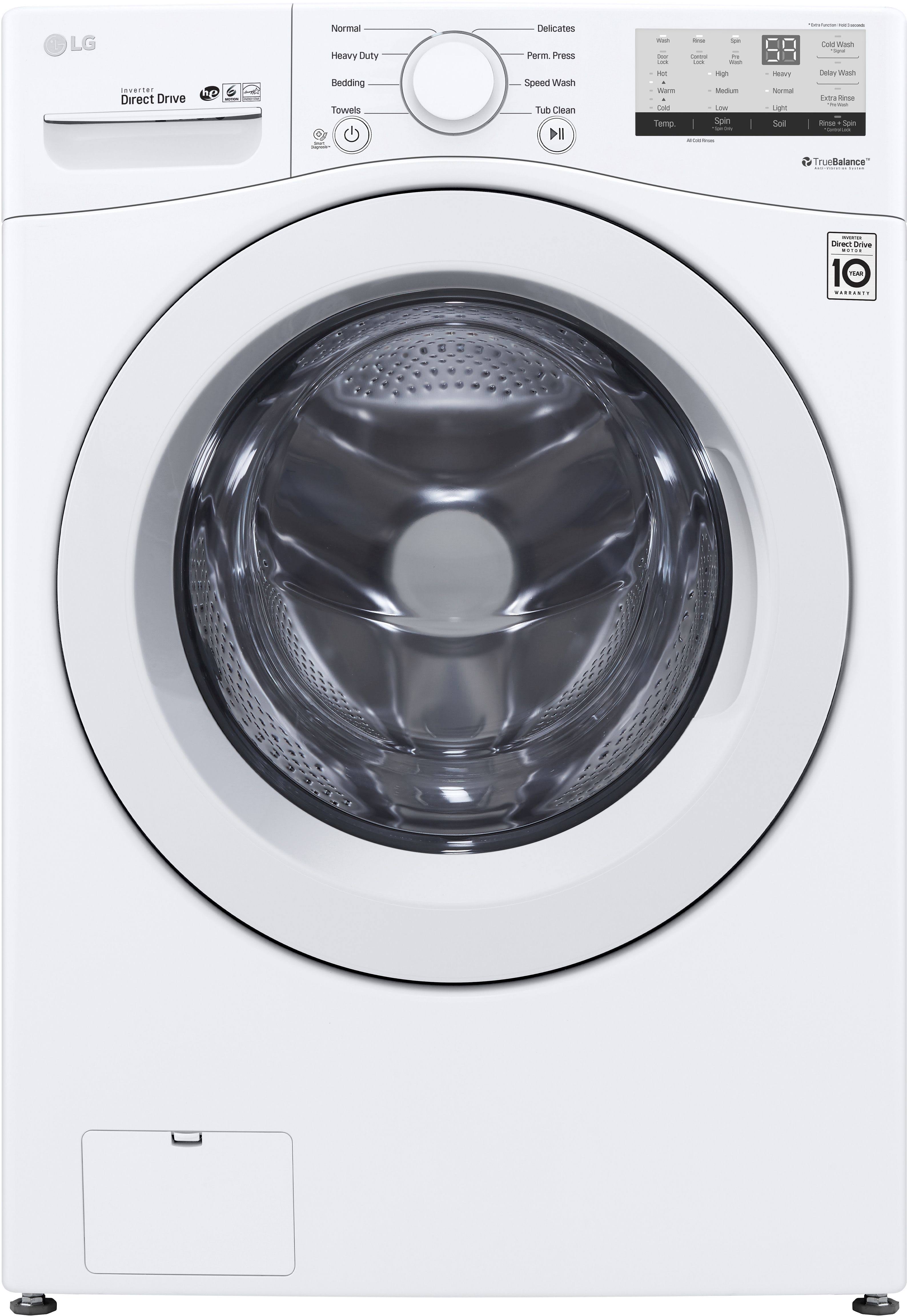 LG - 4.5 Cu. ft. 8-Cycle High-Efficiency Front-Loading Washer with 6Motion Technology - White