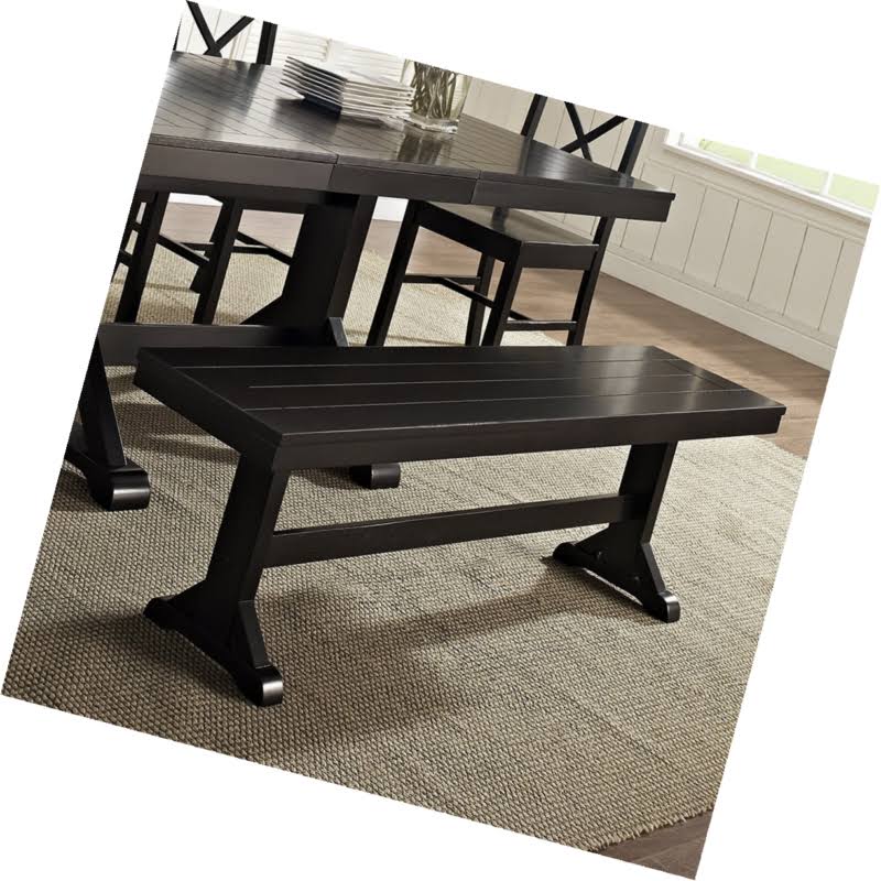 Walker Edison Wood Bench, Antique Black