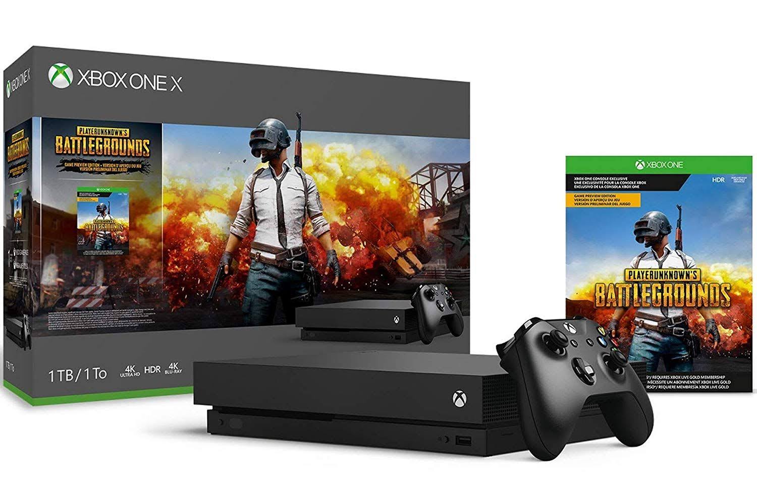 Xbox One x Playerunknown's Battlegrounds Bundle: PUBG Full Game and Xbox One x 1TB Ture 4K HDR Gaming Console with Wireless Cont