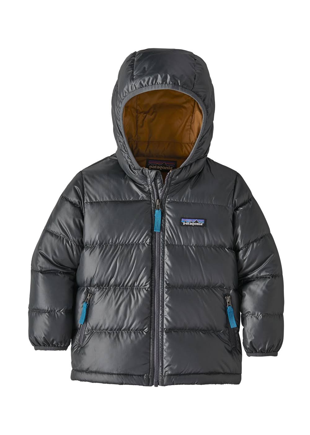 Patagonia Baby Hi-Loft Down Sweater Hoody Forge Grey W Beech Brown 6