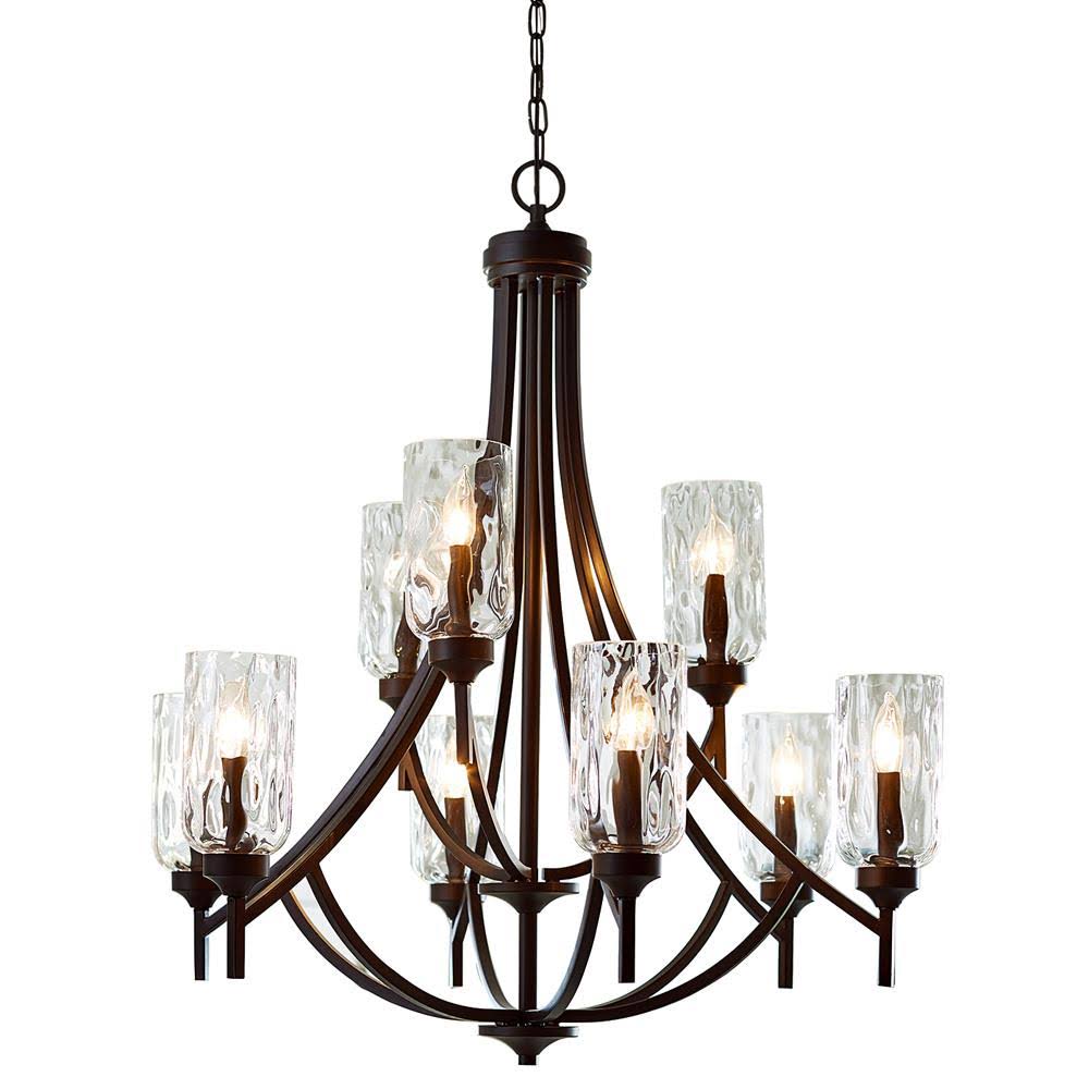 Allen + Roth Latchbury 9-Light Aged Bronze Transitional Chandelier | FD19-066-1