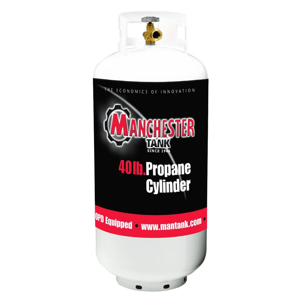 Manchester Tank Vertical Cylinder Propane Tank, White, 40 Lbs