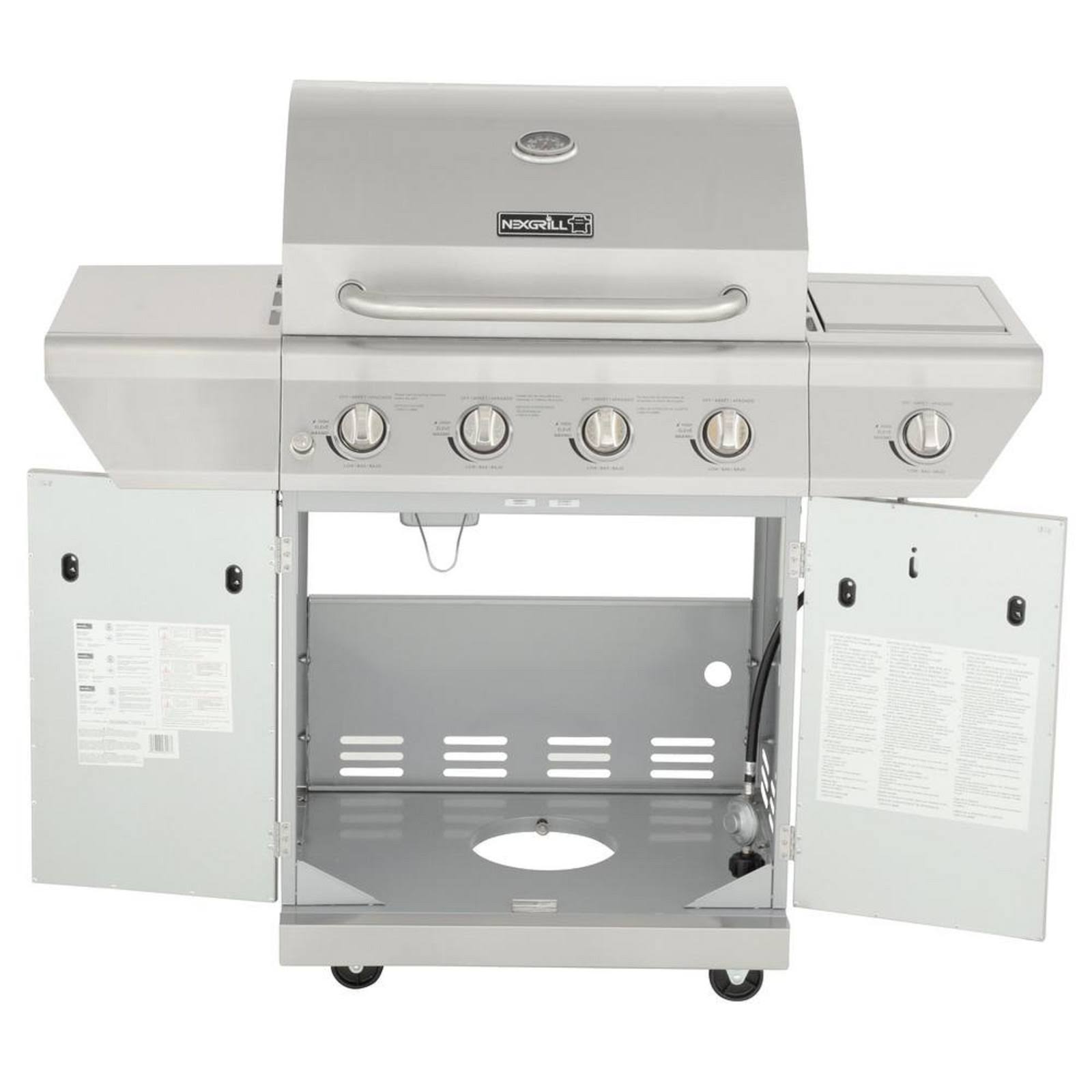 4-Burner Stainless Steel Propane Gas Grill with Side Burner