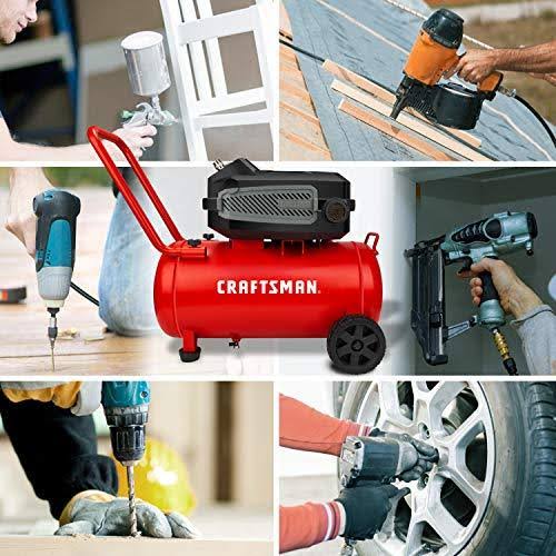Craftsman Hard Air Compressor, 10 Gallon 1.8 HP 175 psi, 4.0CFM@90PSI, Oil Free and Maintenance Free, Portable with Large Wheels