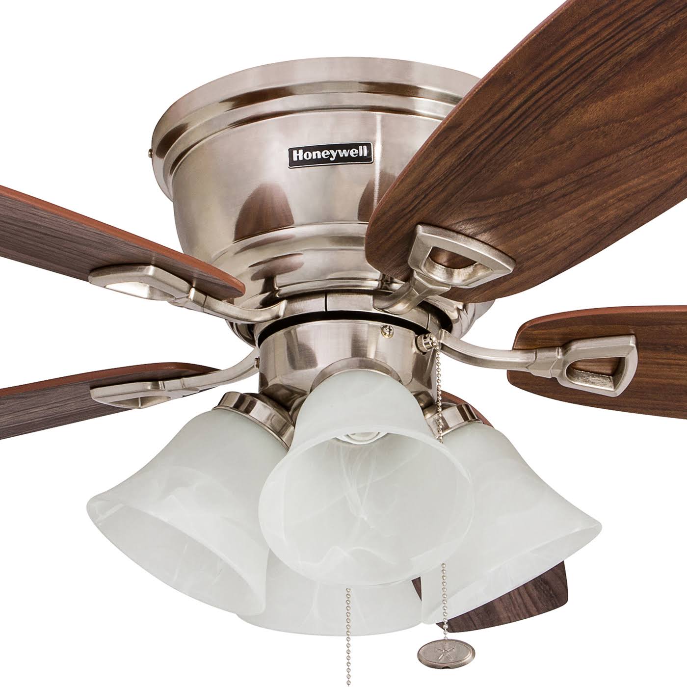 Honeywell 52x22 Glen Alden Brushed Nickel Hugger Ceiling Fan with 4 Light