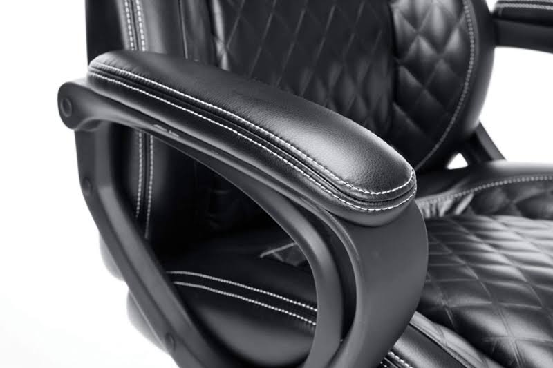 Ofm Ess Collection Racing Style SofThread Leather High Back Office Chair, in Bla